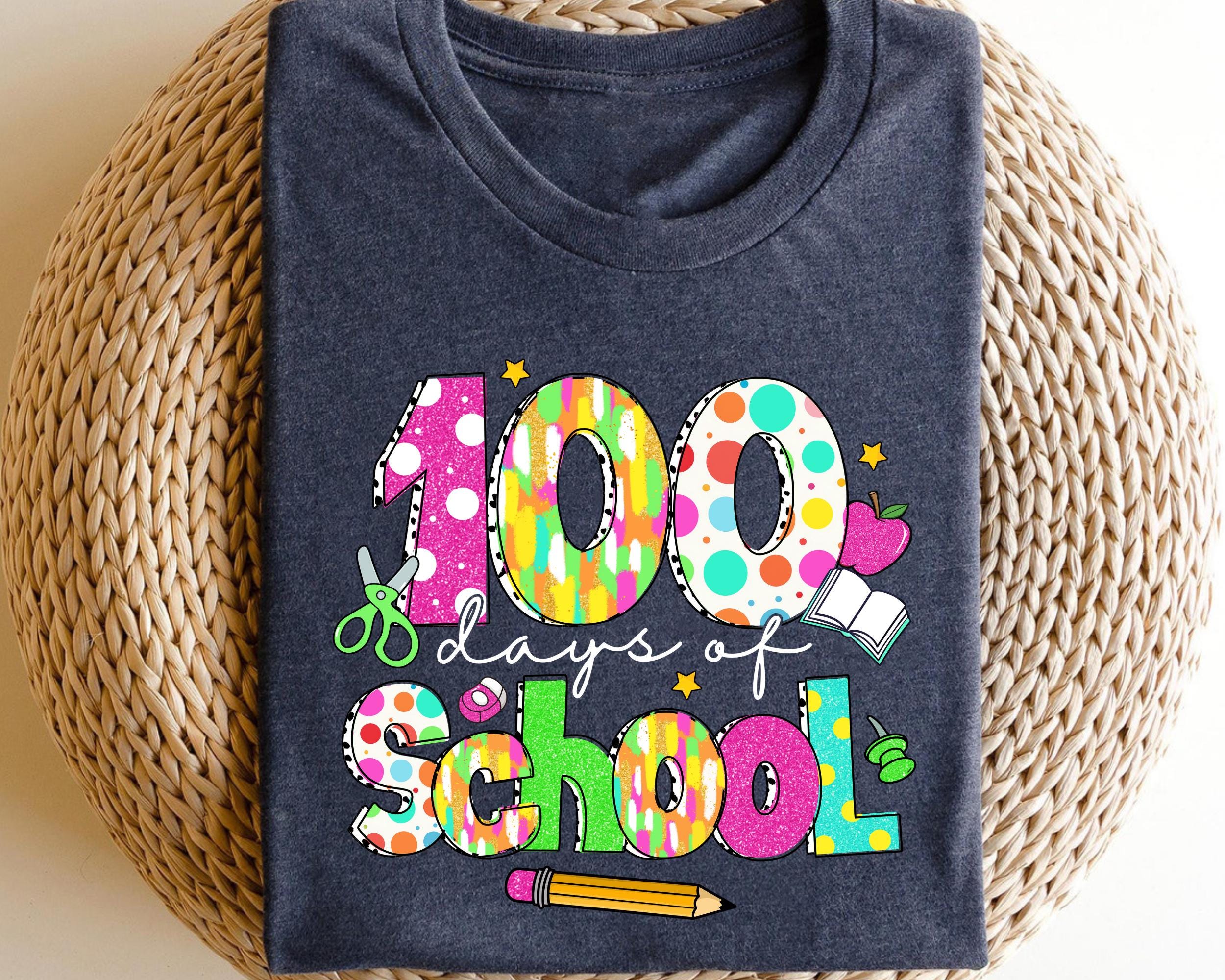 100 Days of School Shirt 100th Day Celebration Shirt Back to School Shirt Teacher Gift Graphic Tee – Premium Graphic · Perfect For Daily Wear