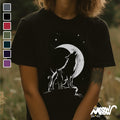 Cat Wolf Moon T Shirt Enchanting Night Silhouette Tee Unique Animal Lover Gift Graphic Tee – Aesthetic Look · High-Quality Print