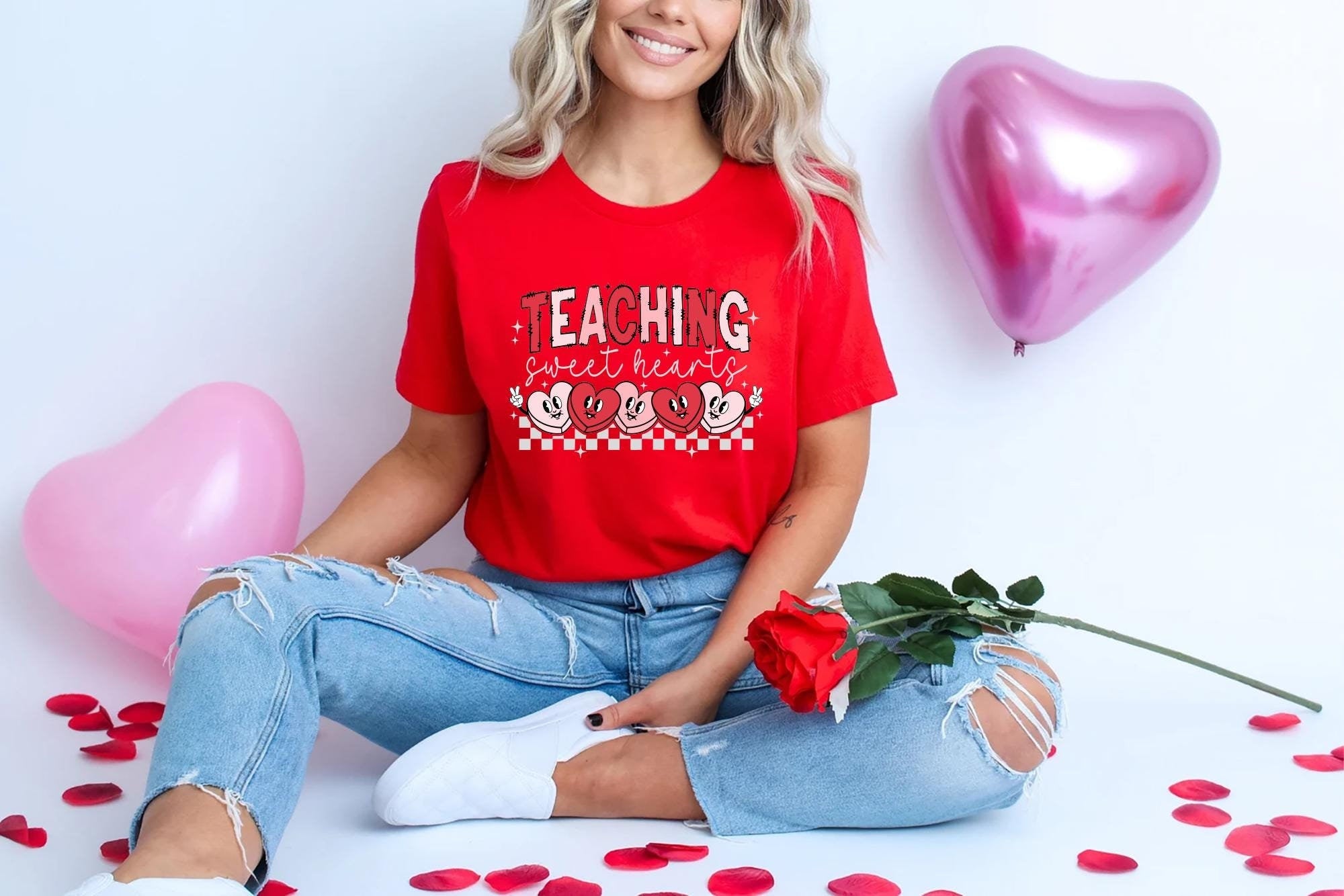 Valentines Day Teacher T Shirt Teaching Sweethearts Teacher Shirts Teacher Valentines Day GiftLove Teacher ShirtValentines Day Shirt Graphic Tee – Feel-Good Design · Trending Graphic Apparel