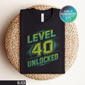 Level 40 Unlocked T Shirt Gamer Birthday Shirt Funny Level Up Tee Video Game Lovers Gift Vintage Style Tshirt Arcade Gaming Apparel Graphic Tee – Feel-Good Design · Great Gift For Fans