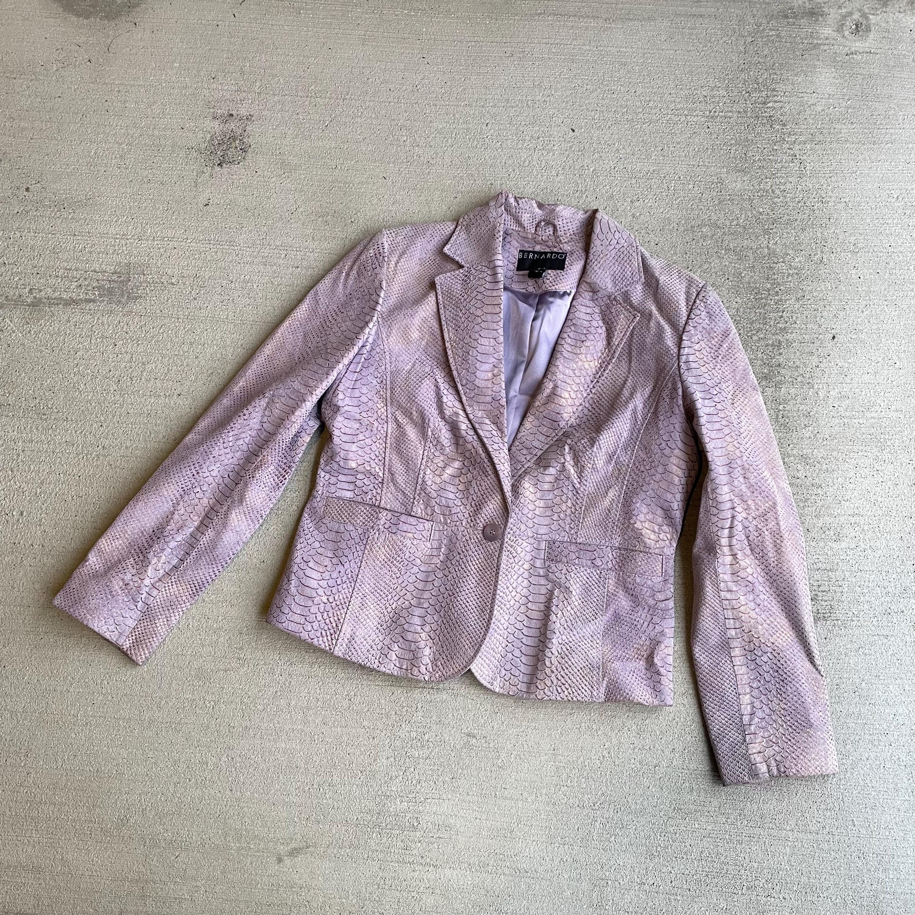 y2k 0039s vintage lavender leather blazer jacket pastel snakeskin BERNARDO size M Graphic Tee – Fan Favorite · High-Quality Print