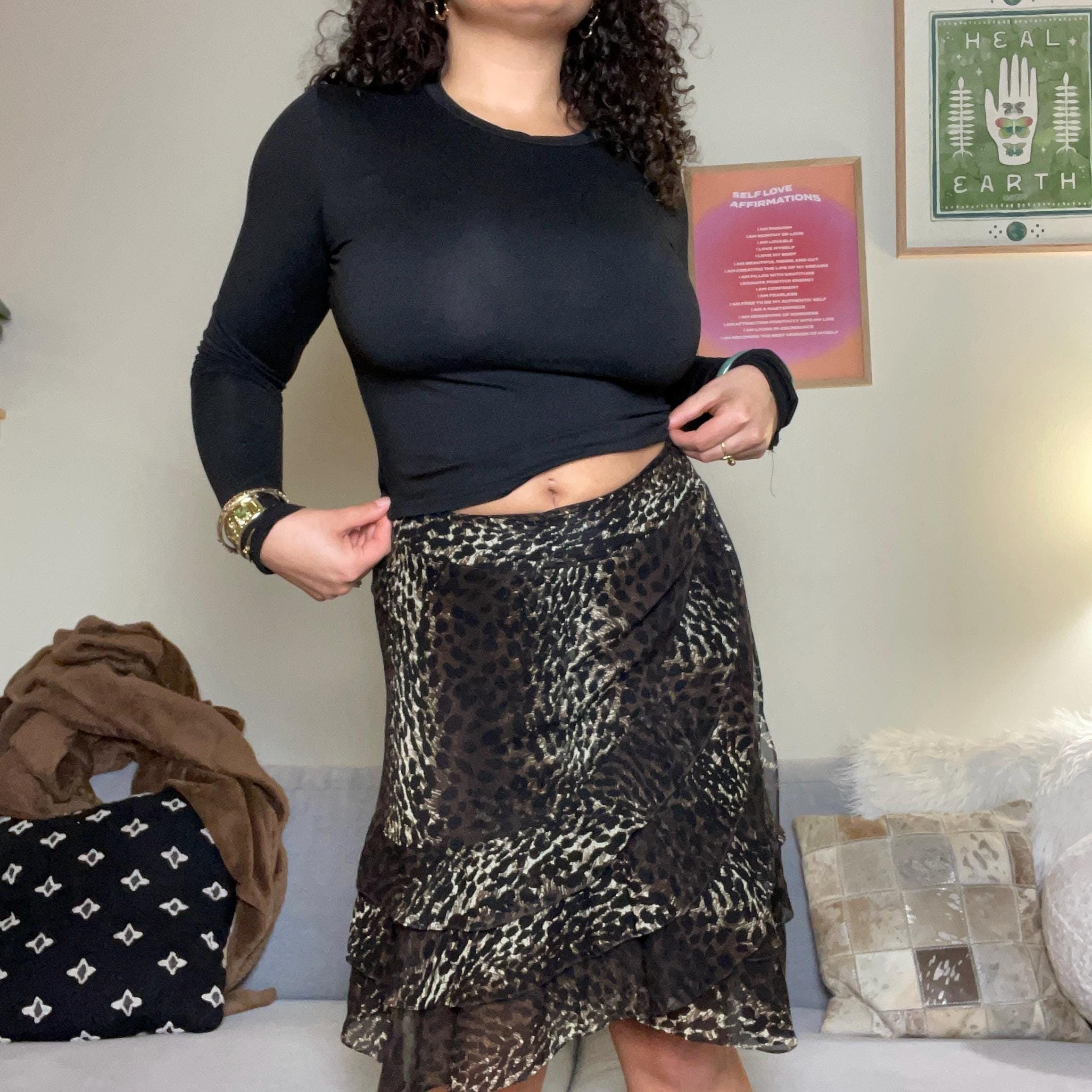 y2k vintage 2000s silk leopard print midi skirt size sm Graphic Tee – Premium Graphic · Must-Have Style