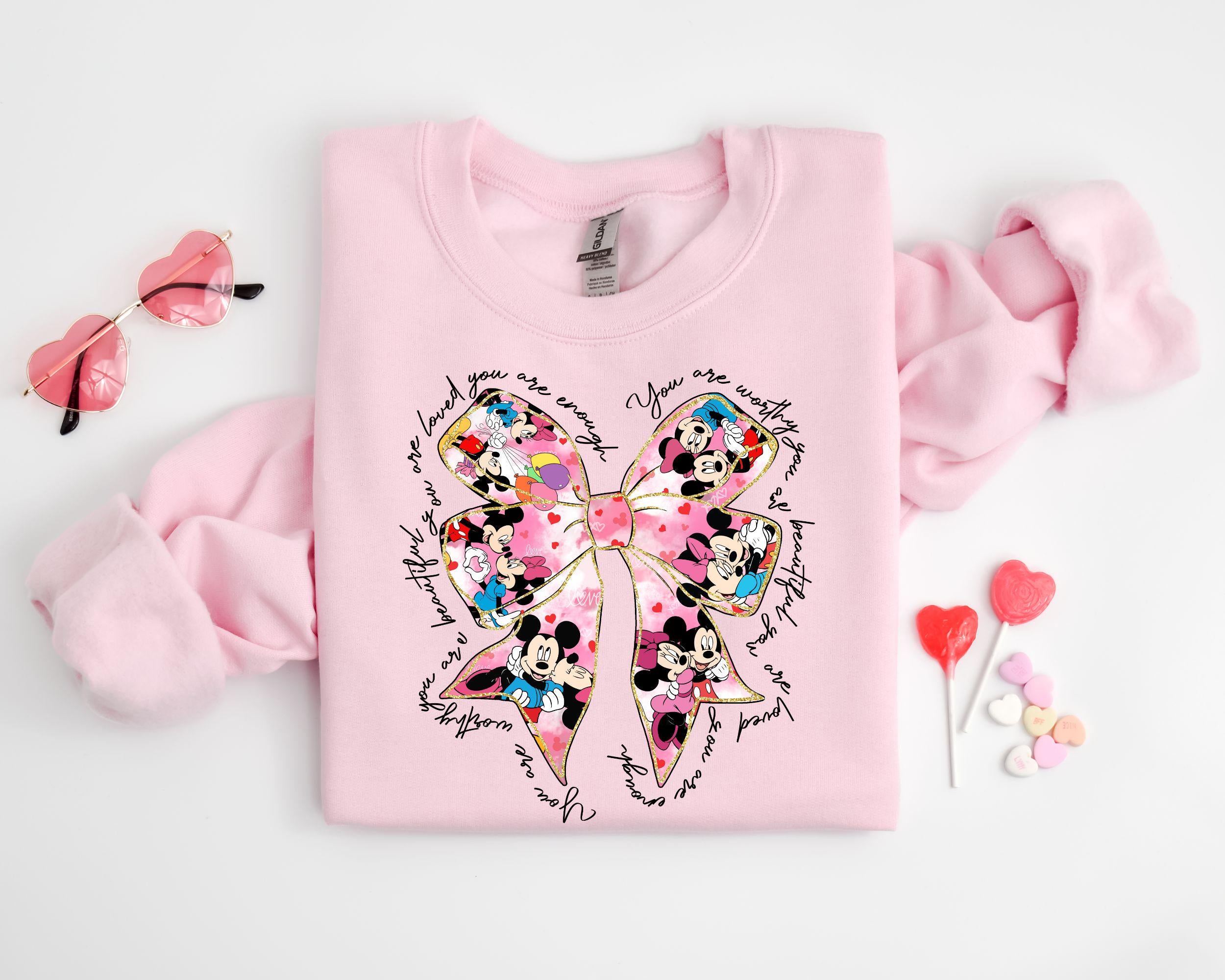 Pink Bow Coquette Mickey Minnie Valentine39s Day Shirt Trendy Valentines Day ShirtWe39re Perfect MatchDisney Valentine Days ShirtWife Gift Graphic Tee – Cozy Vibes · Trending Graphic Apparel