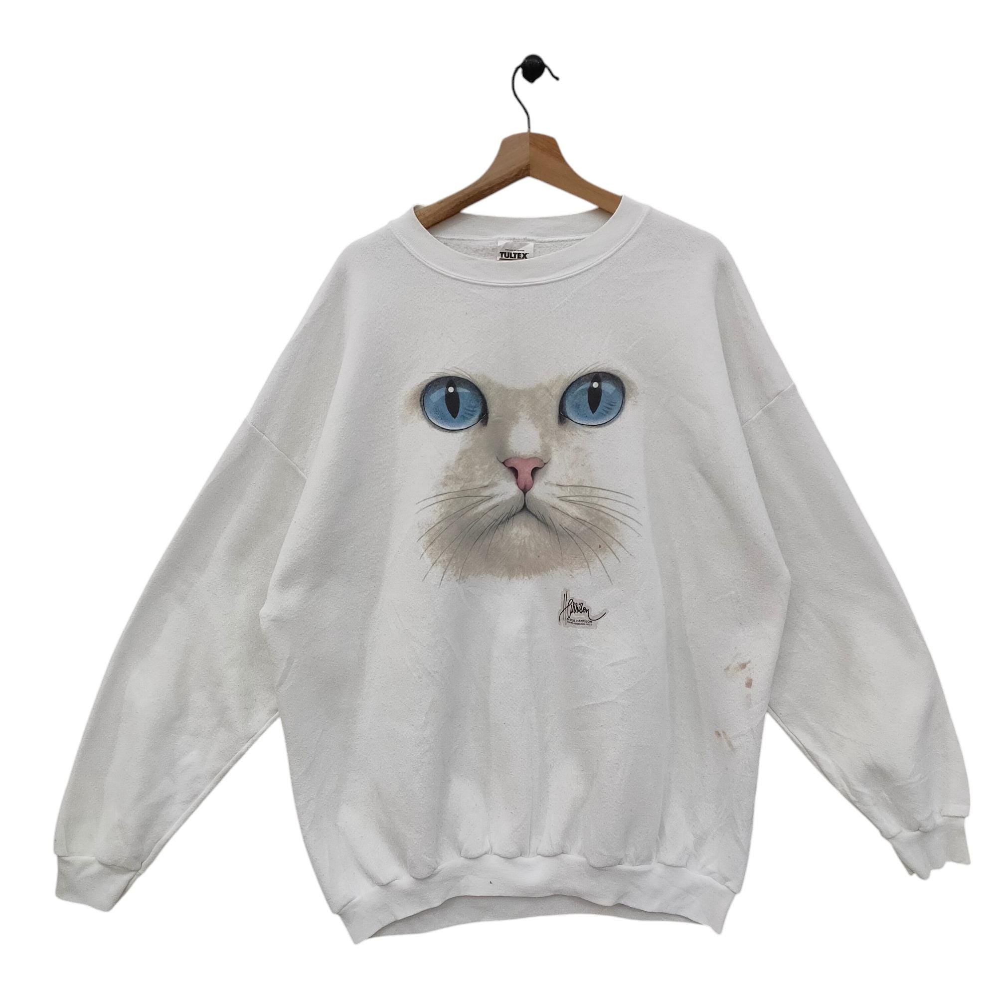 90s Tultex Sweatshirt Oversized Vintage 1990 Kitten Cat Kitty Sweater Jumper Pullover Crewneck White Size 2XL Sweatshirt – Easygoing Wear · Trending Graphic Apparel
