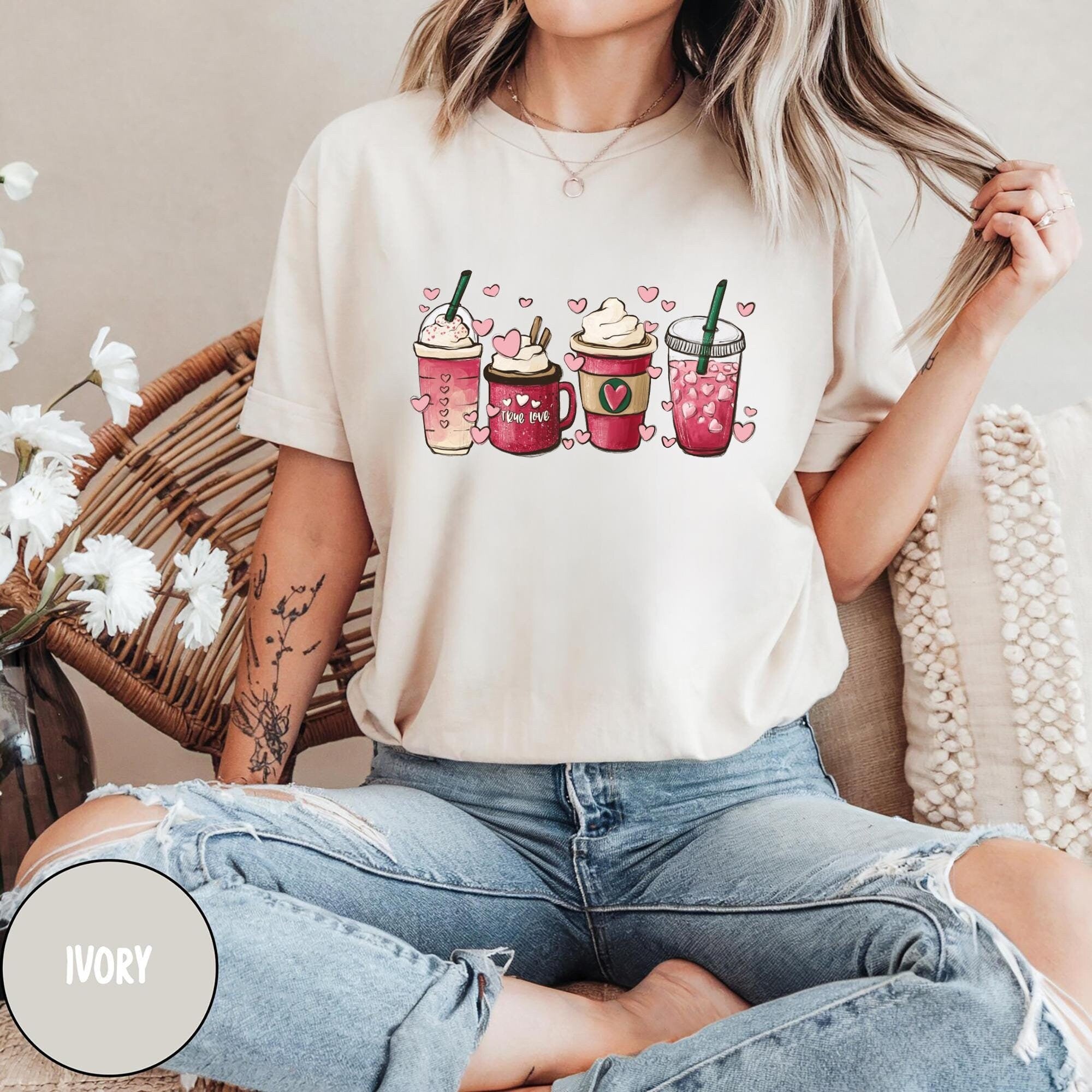 Women39s Valentines Day T Shirt Valentine Coffee Shirt Women39s Valentines Day Sweater Valentines Day Shirt Valentines Sweater Graphic Tee – Warm & Stylish · Perfect For Daily Wear