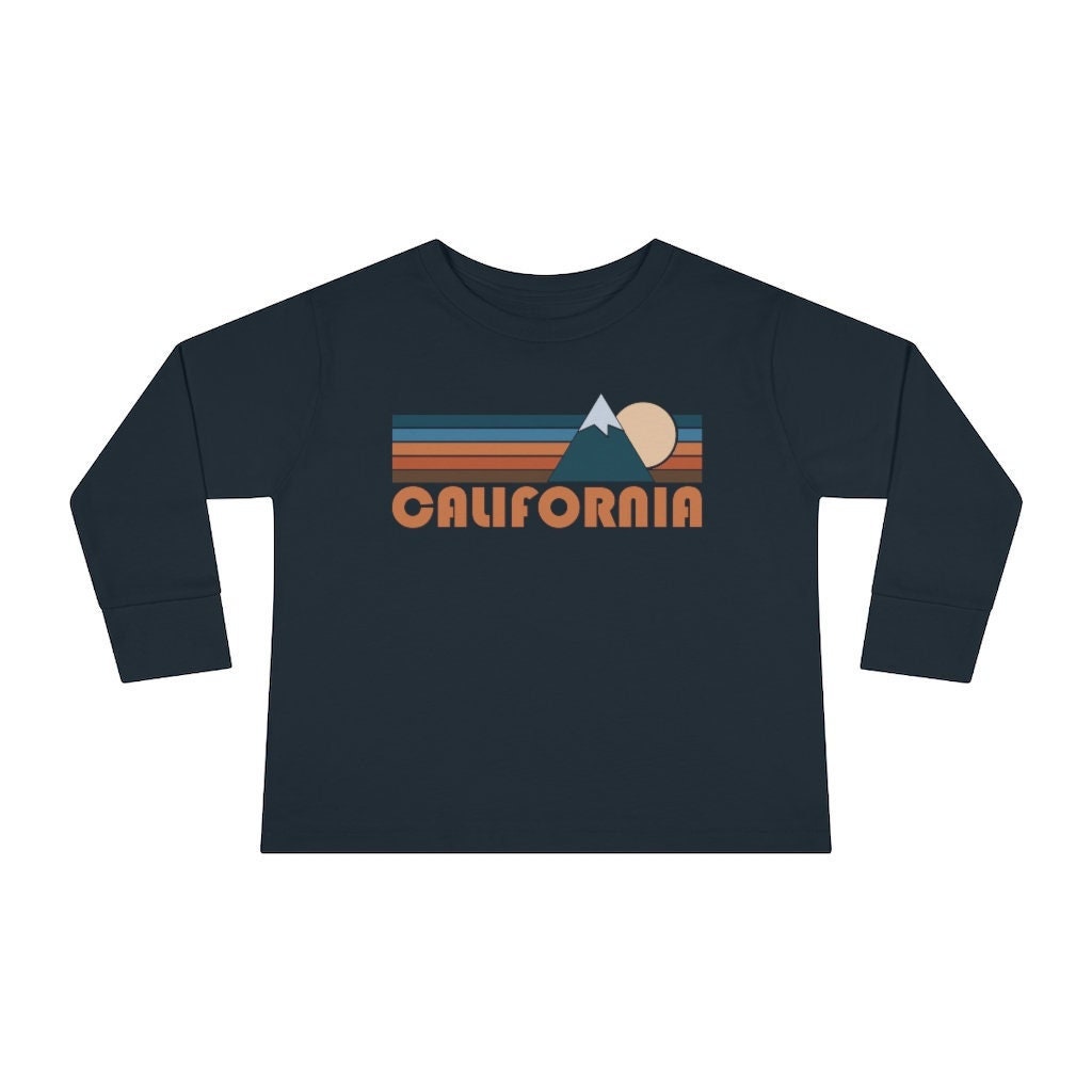California Toddler Long Sleeve Shirt Retro Mountain Unisex Toddler California T Shirt Personalization Available Graphic Tee – Fan Favorite · Top Pick For Any Outfit