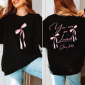 You Are So Loved Front and Back Sweatshirt Pink Bow T Shirt Bible Verse Sweatshirt Cute Christian Religious Faith Valentines Day Shirt Sweatshirt – Warm & Stylish · Perfect For Daily Wear