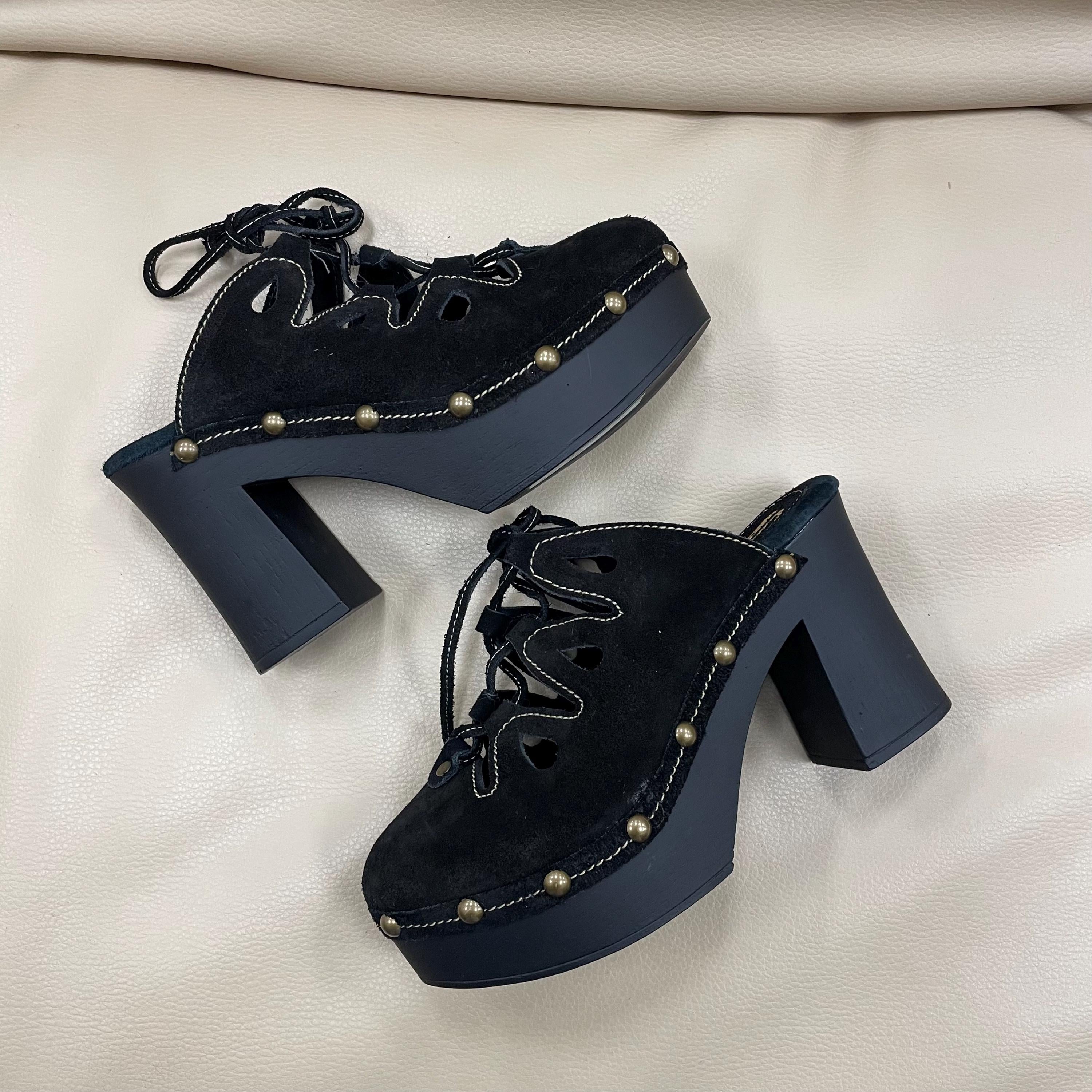 y2k boho vintage 0039s black suede leather platform clogs size US 8 Graphic Tee – Feel-Good Design · Top Pick For Any Outfit