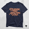 Reading First Adulting Later Bookish Funny Reading Shirt Book Shirt Librarian Gifts Cute Graphic Tees Trending Now Women or Men Shirt Graphic Tee – Premium Graphic · High-Quality Print