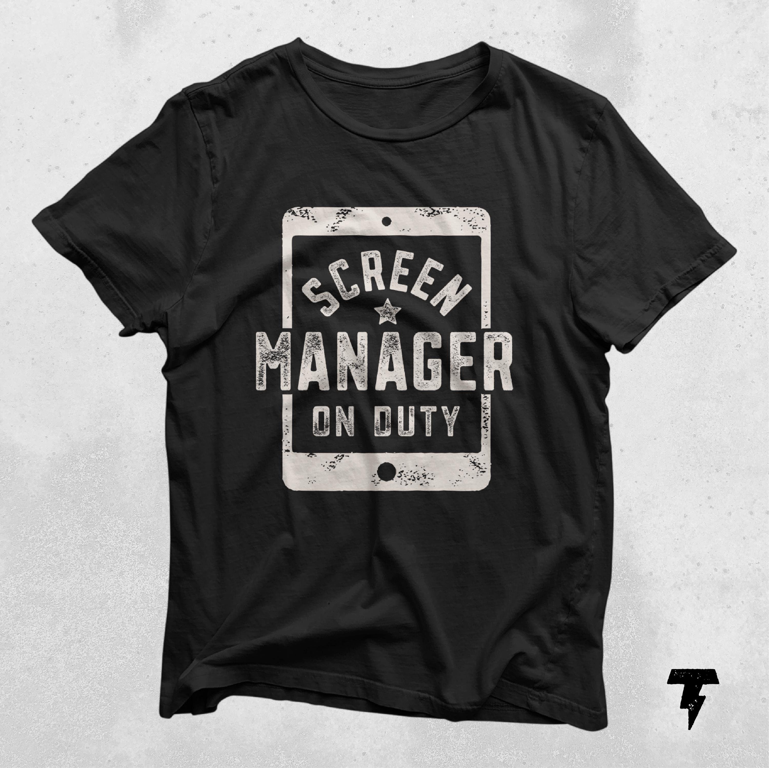 Screen Time Manager On Duty Shirt Funny Mom or Dad Shirt Gift for Parents Dad Joke Shirt Mom Life Tee Parenting Shirt Dad Life Graphic Tee – Everyday Comfort · High-Quality Print
