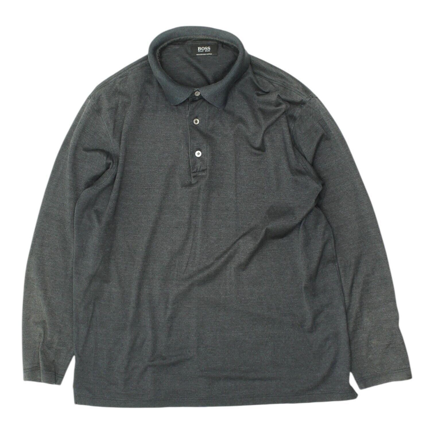 Hugo Boss Mens Grey Long Sleeve Polo Shirt Designer Casual Streetwear VTG Graphic Tee – Fan Favorite · High-Quality Print