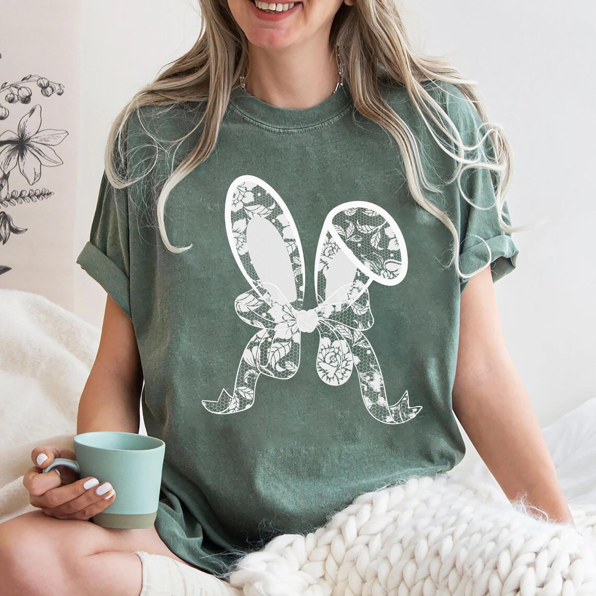 Coquette Easter Lace Bunny Ears Shirt Easter Bunny T Shirt Lace Bow Bunny Sweatshirt Spring Bunny Easter Tshirt Happy Easter Day Gift Tee Sweatshirt – Bold Style · Must-Have Style