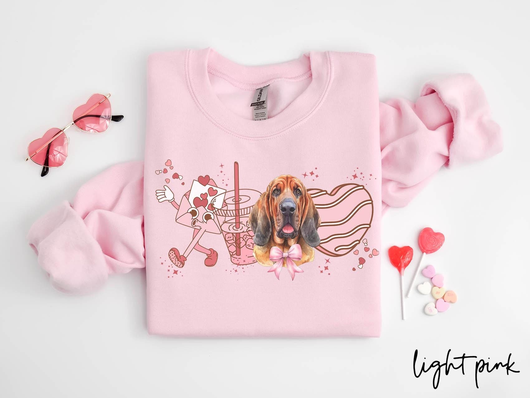 Bloodhound Dog Valentine39s Day Sweatshirt Valentines Bloodhound Gifts Dog Mom Crewneck Shirt Long Sleeve Sweatshirt – Fan Favorite · Must-Have Style