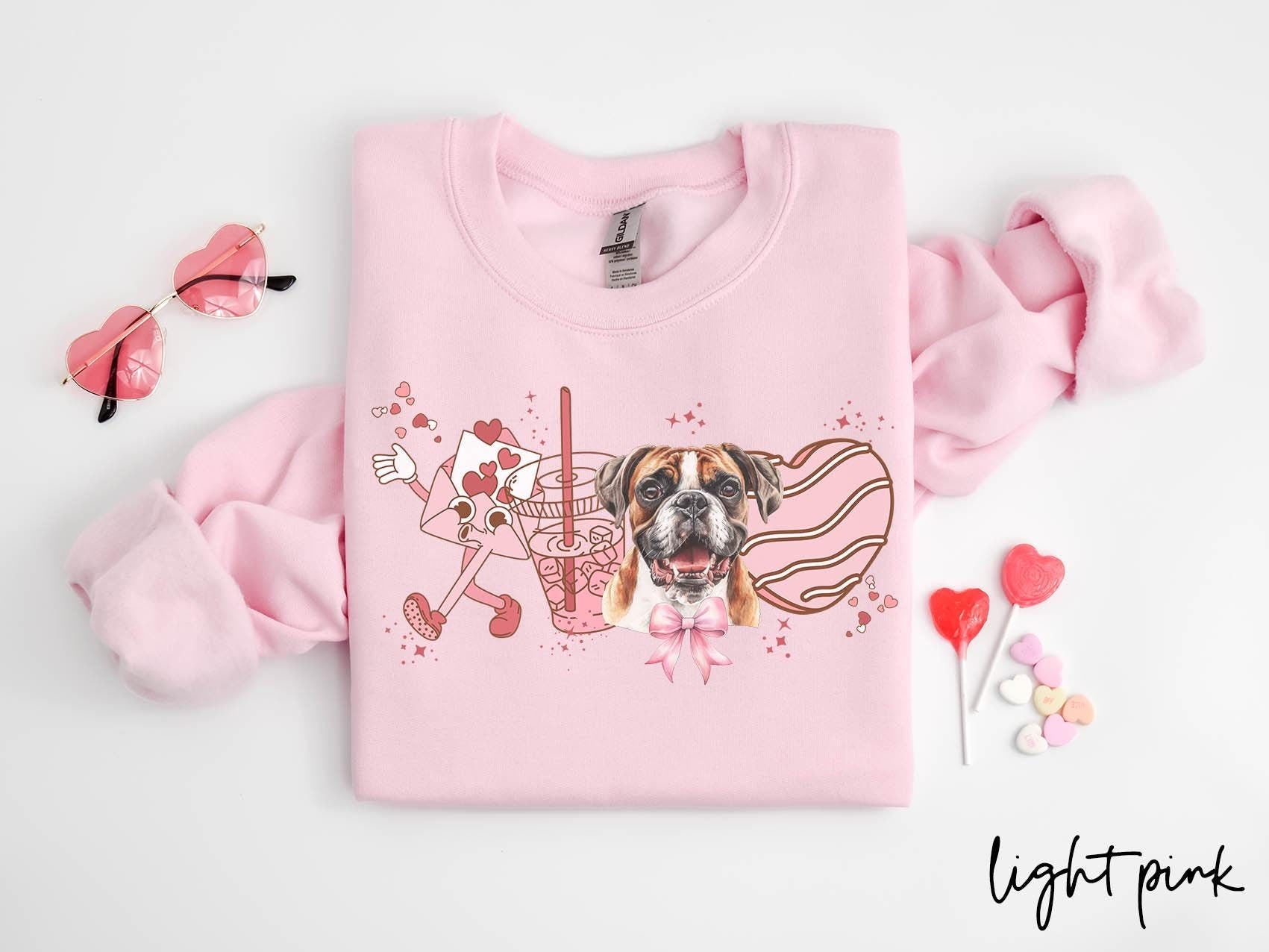 Boxer Dog Valentine39s Day Sweatshirt Valentines Boxer Dog Gifts Dog Mom Crewneck Shirt Long Sleeve Sweatshirt – Bold Style · Must-Have Style
