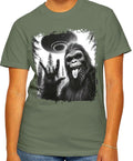 Bigfoot Alien UFO T shirt Sasquatch Extraterrestrial Tee Cryptid Abduction Shirt Vintage Spaceship Tee Sasquatch Gift Graphic Tee – Easygoing Wear · Trending Graphic Apparel
