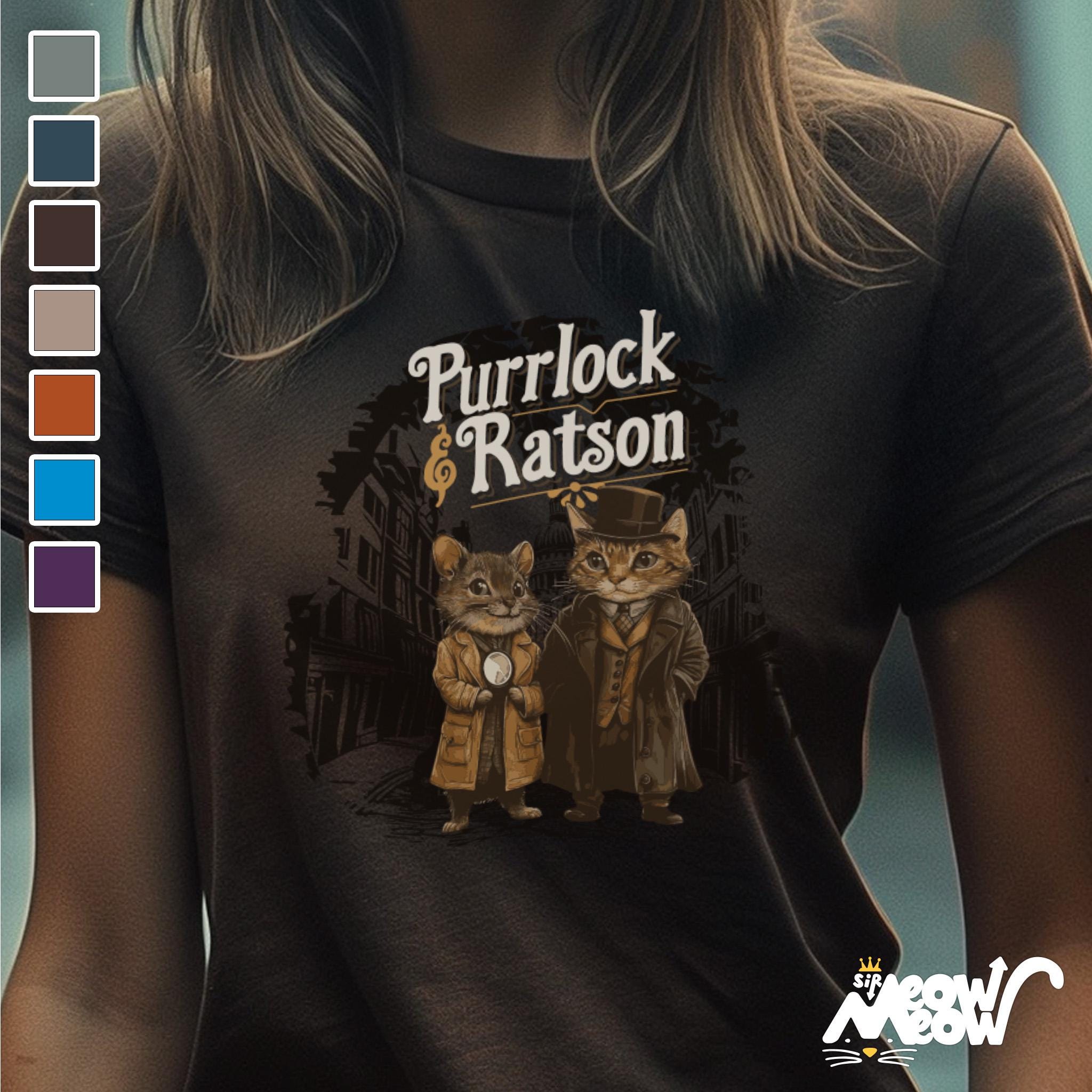 Purrlock Ratson T Shirt Sherlock Cat Parody Tee Funny Detective Cat Gift Graphic Tee – Aesthetic Look · High-Quality Print