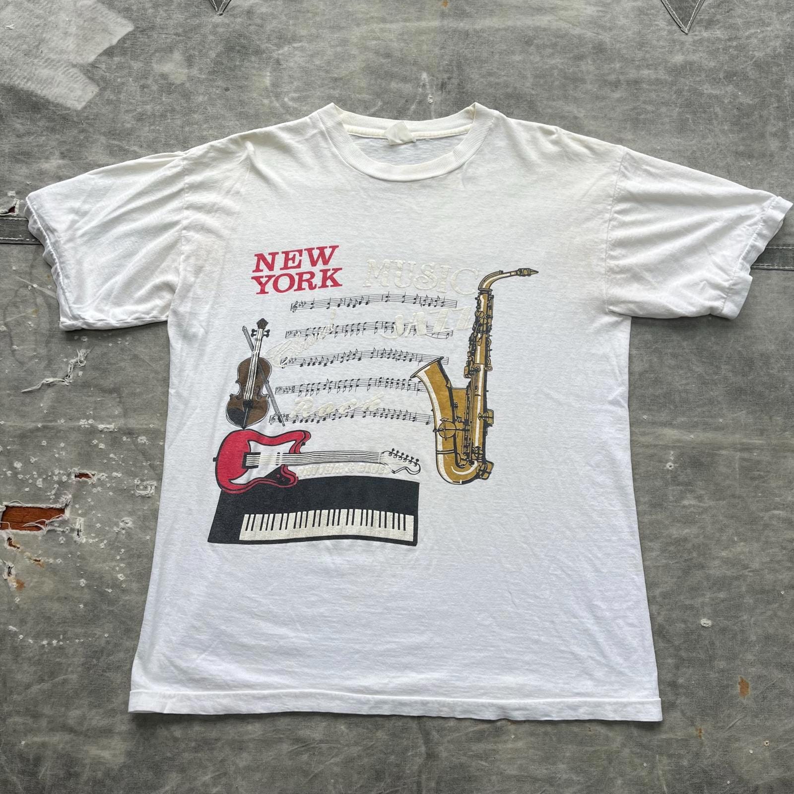 Vintage 90s New York Music Jazz Blues Rock Classical Shirt Graphic Tee – Warm & Stylish · Top Pick For Any Outfit