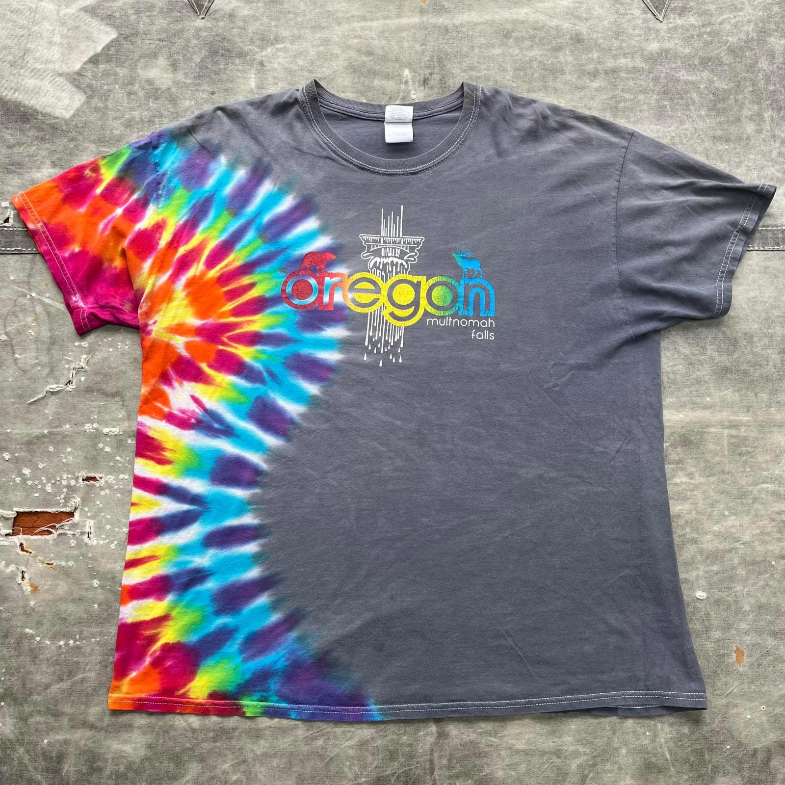 Vintage Y2K Oregon Multnomah Falls Tie Dye Nature Shirt Graphic Tee – Soft Feel · Top Pick For Any Outfit