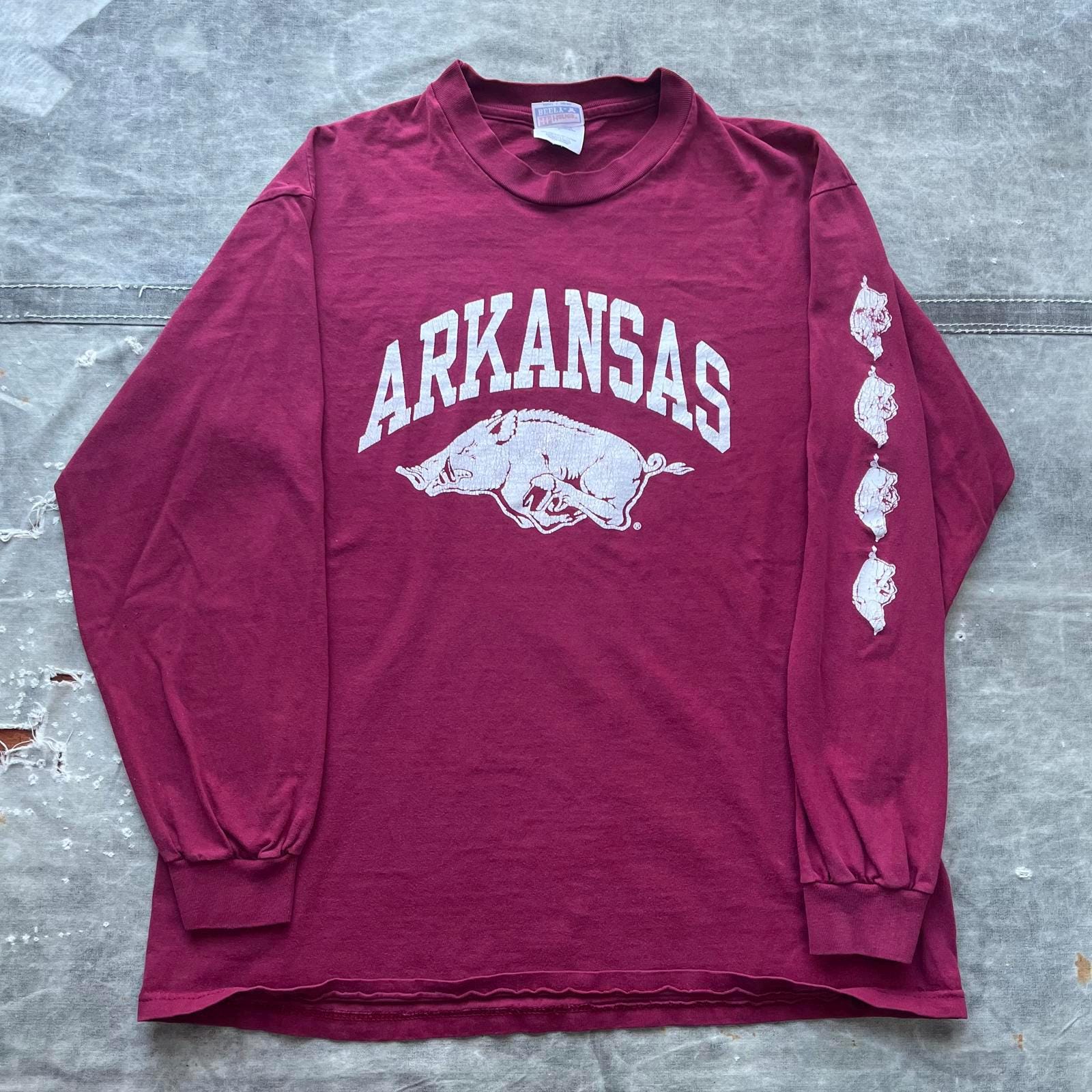 Vintage 90s Y2K Arkansas Razorbacks Sports Long Sleeve Shirt Graphic Tee – Aesthetic Look · Trending Graphic Apparel