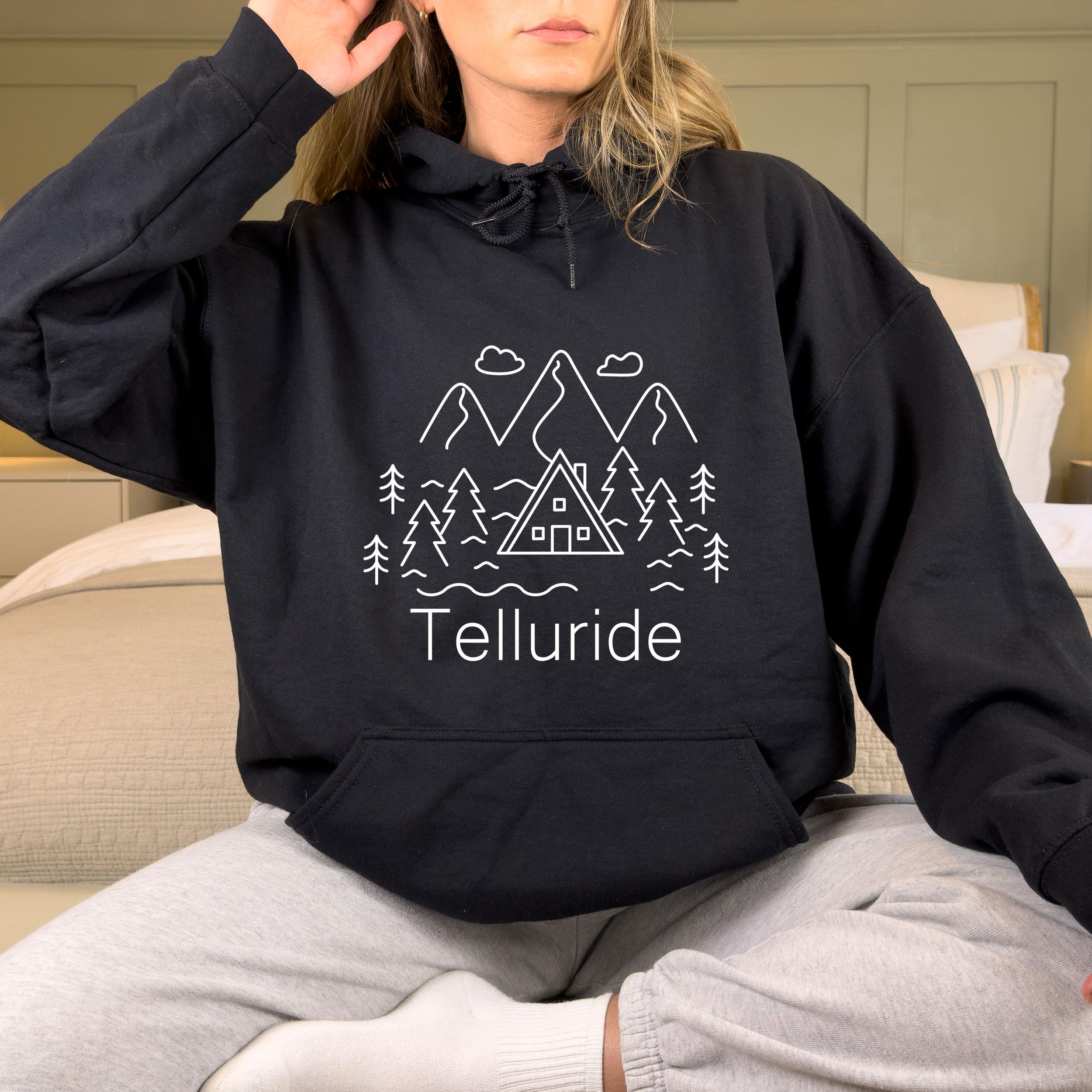 Telluride Colorado Hoodie Forest Mountain Unisex Telluride Sweatshirt Personalization Available Hoodie – Premium Graphic · Trending Graphic Apparel