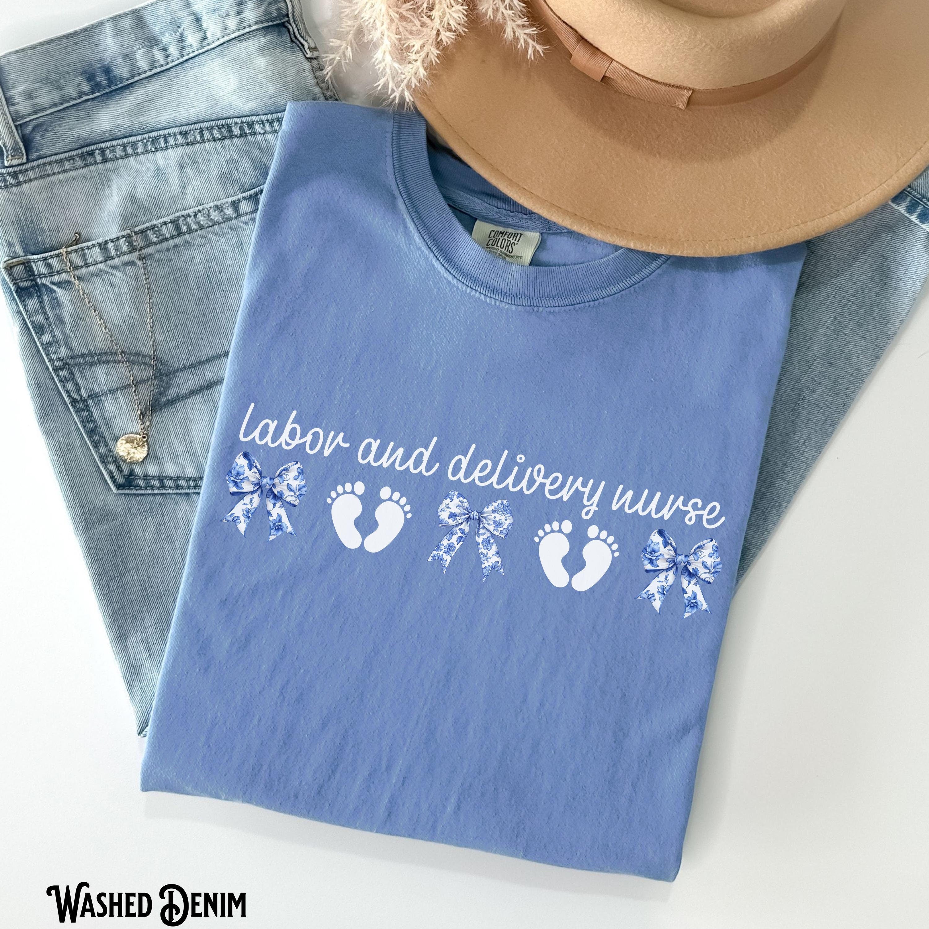 Labor and Delivery Nurse Coquette Shirt LD L and D OB Labor Delivery RN Blue Bows Graduation Gift for LD Nurse Graphic Tee – Everyday Comfort · High-Quality Print