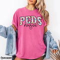 Pediatric Nurse Shirt PEDS Nurse Tee Retro Flowers Pediatrics Varsity Tshirt PEDS RN Pediatric Nursing Floral Gift Graphic Tee – Aesthetic Look · Perfect For Daily Wear