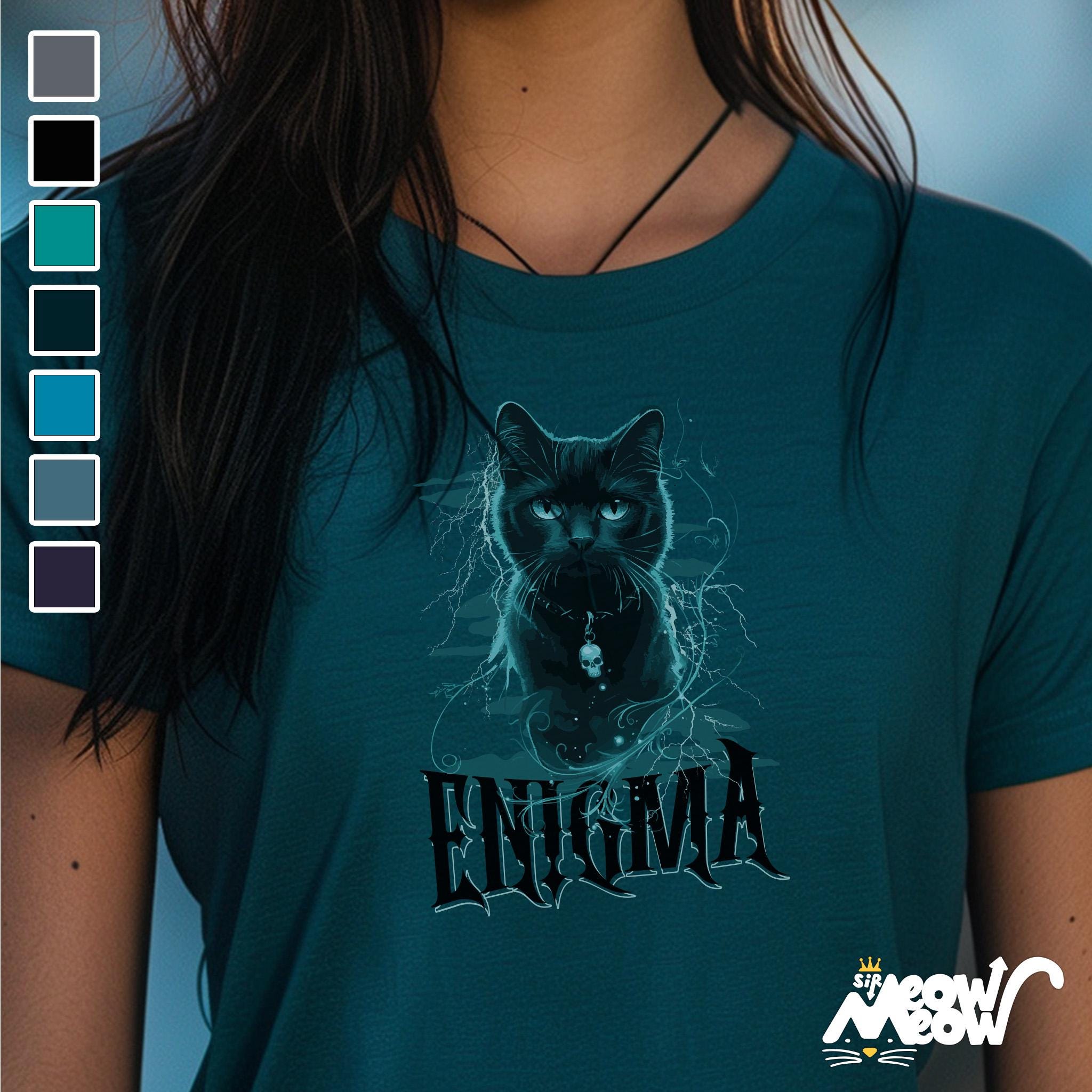 Enigma Cat T Shirt Mysterious Gothic Cat Tee Dark Magical Aesthetic Graphic Tee – Premium Graphic · Top Pick For Any Outfit