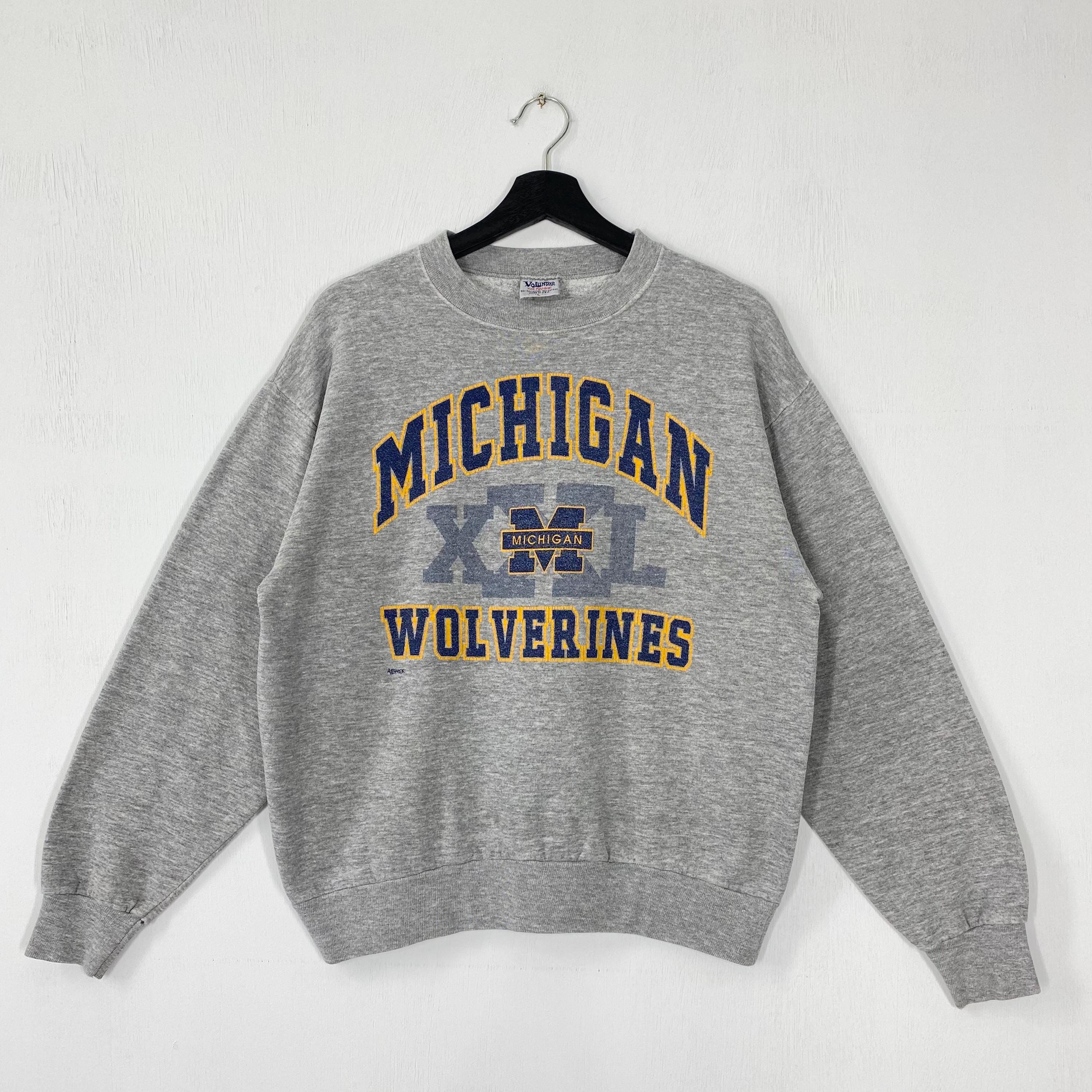 Vintage 90s University Michigan Sweatshirt University Michigan Crewneck Michigan Sweater Pullover Michigan Wolverines Print Logo Small Sweatshirt – Soft Feel · High-Quality Print