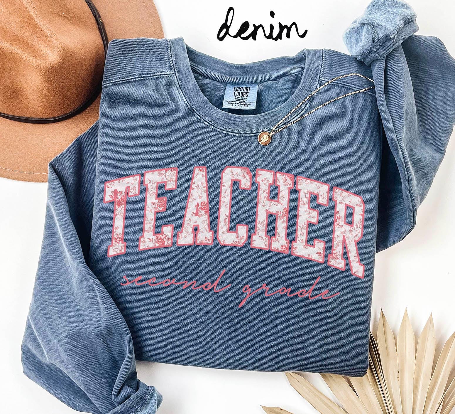 Second Grade Teacher Appreciation Sweatshirt Second Grade Teacher Gifts Graduation Gifts Pink Toile Crewneck Shirt Women Sweatshirt – Aesthetic Look · Perfect For Daily Wear