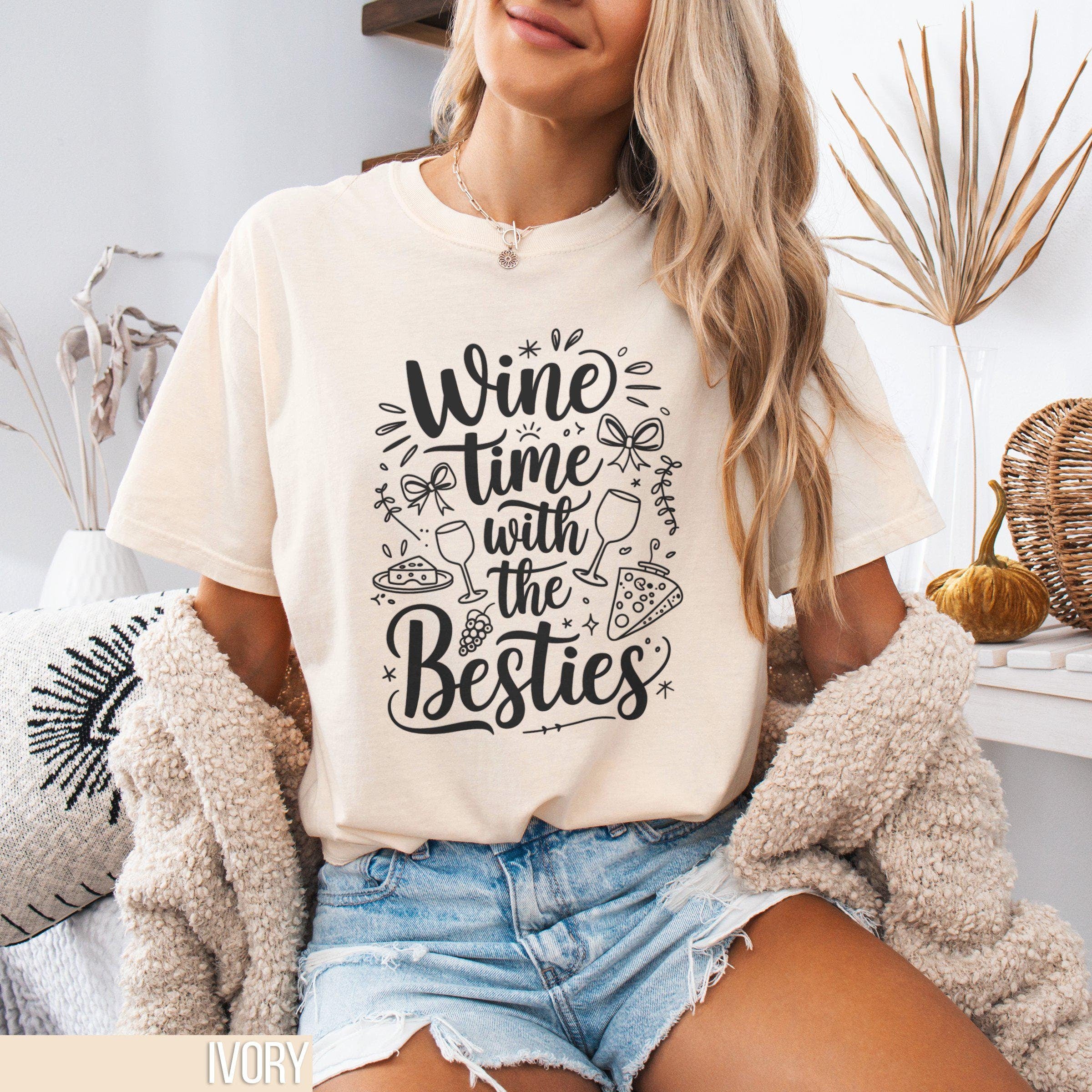 Cute Besties Wine Loving T Shirt Wine Lover Gift Bestie Weekend Tee Girl Tripping Shirt Cozy Wine Trip Shirt Vintage Wine Taste Shirt Graphic Tee – Feel-Good Design · Great Gift For Fans