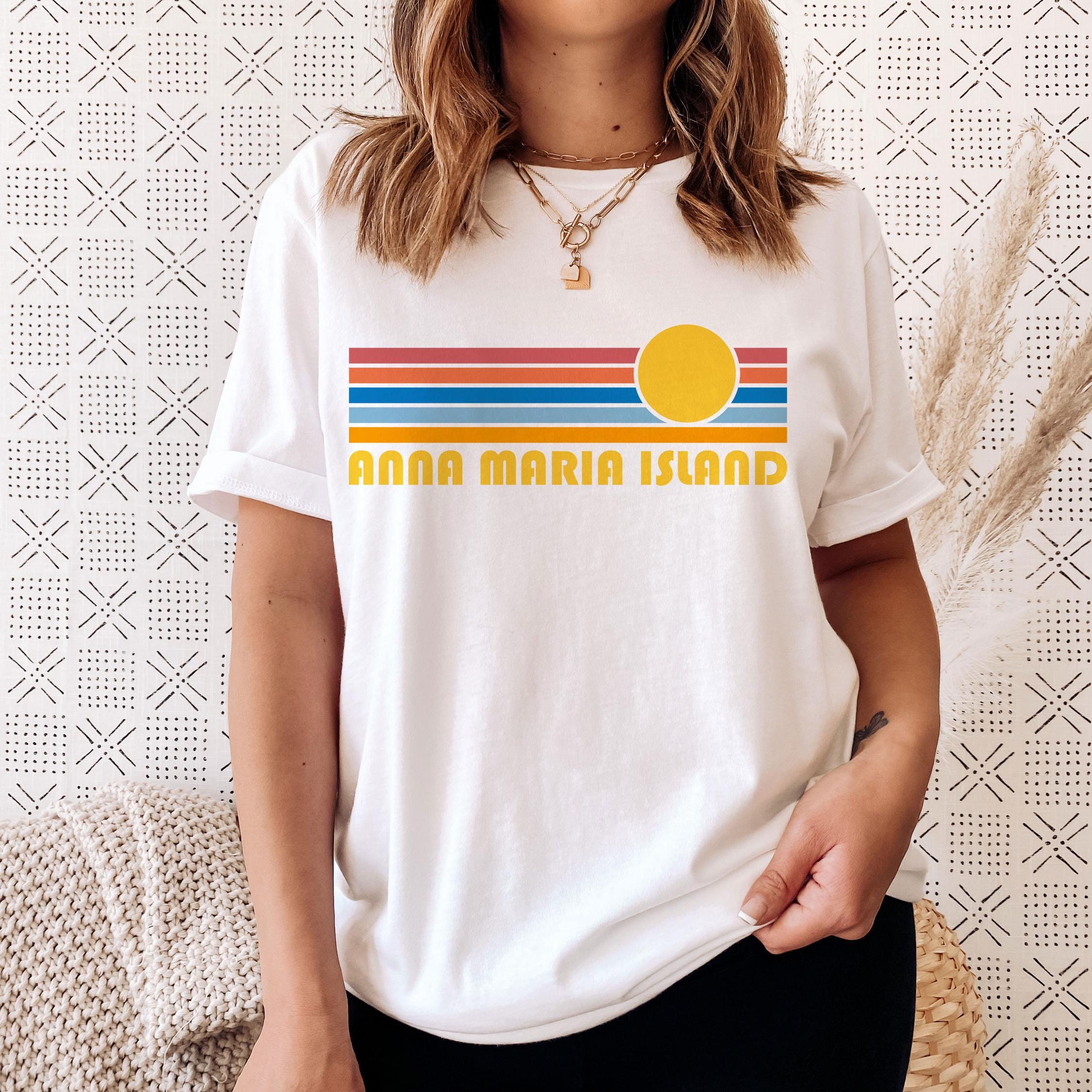 Anna Maria Island Florida TShirt Retro Sunset Adult Unisex Anna Maria Island T Shirt Personalization Available Graphic Tee – Soft Feel · High-Quality Print