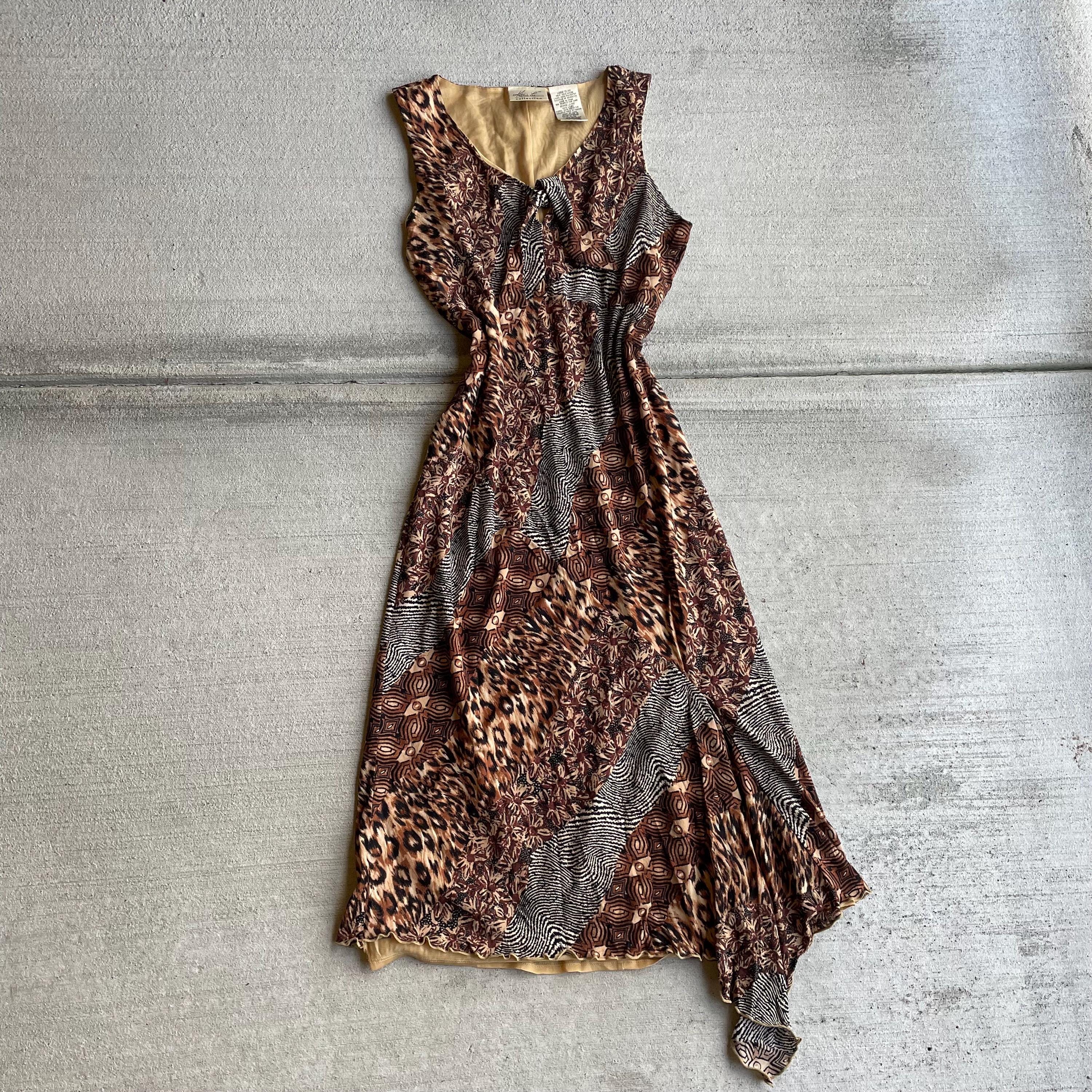 90s vintage animal print asymmetrical earthy girl whimsy midi dress size L Graphic Tee – Bold Style · Perfect For Daily Wear