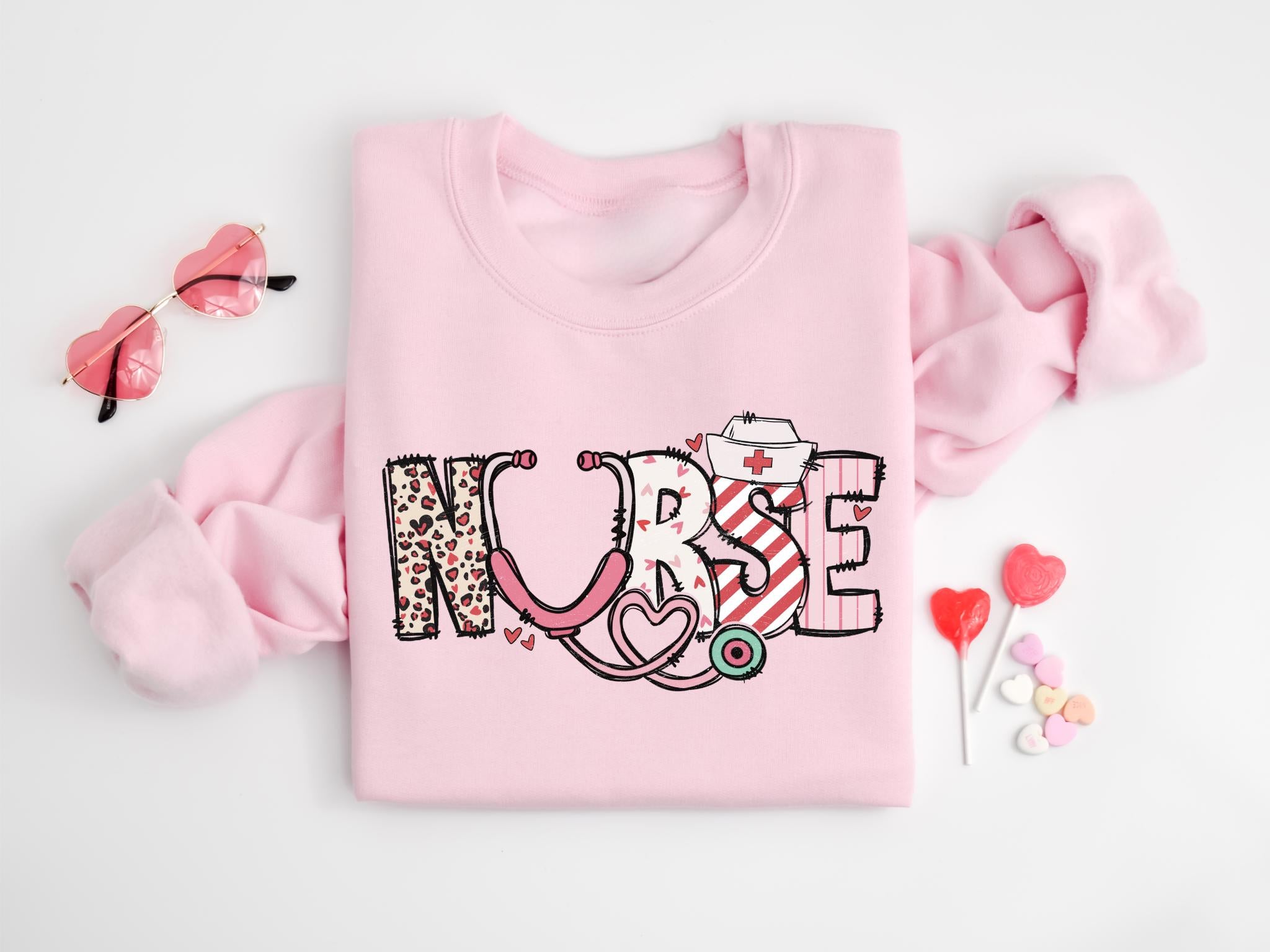 Nurse Valentine Gift Sweatshirt Nurse Valentines Day Sweatshirts Valentine Nurse Sweaters Pharmacist Diabetic Nurse Tee Women39s shirts Sweatshirt – Feel-Good Design · Must-Have Style