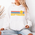 West Virginia Hoodie Retro Sunrise Unisex West Virginia Sweatshirt Personalization Available Hoodie – Feel-Good Design · Great Gift For Fans