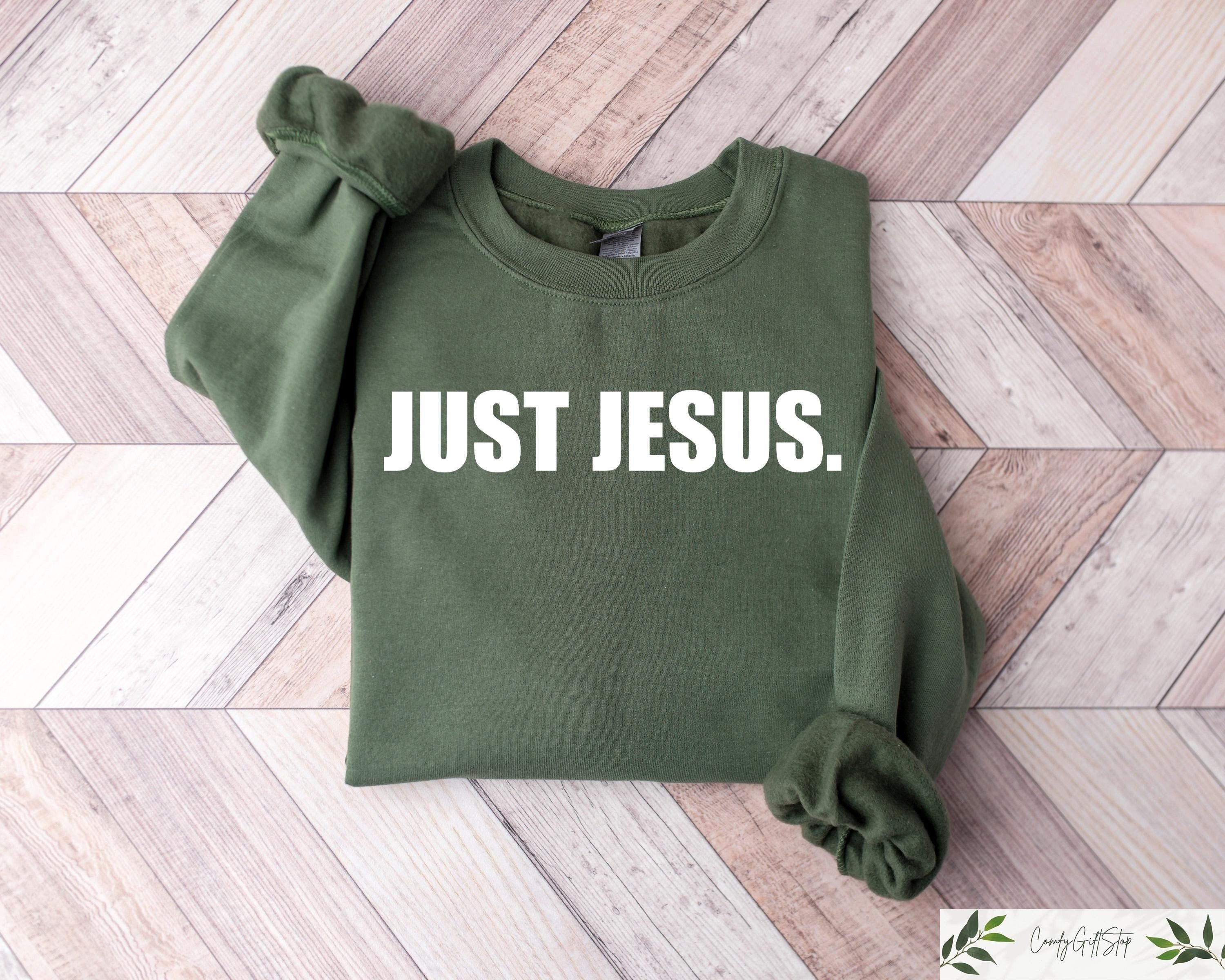 Retro Comfort Religious Sweatshirt Just Jesus T shirt Christian Based Shirt Bible Verse Sweater Faith Tee Jesus Lover Gift Sweatshirt – Fan Favorite · Top Pick For Any Outfit