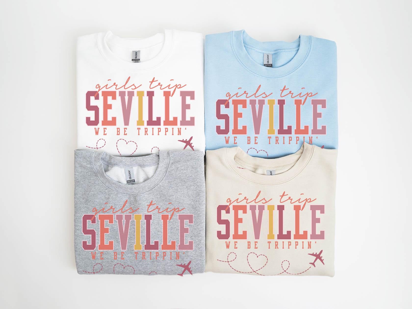 Seville Spain Sweatshirt Girls Trip Sweatshirt Friends Vacation Matching Group Crewneck Shirt Besties Sweatshirt – Everyday Comfort · High-Quality Print