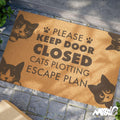 Keep Door Closed Cat Doormat Funny Cat Lover Decor Cats Plotting Escape Plan New Home Gift Graphic Tee – Aesthetic Look · Top Pick For Any Outfit