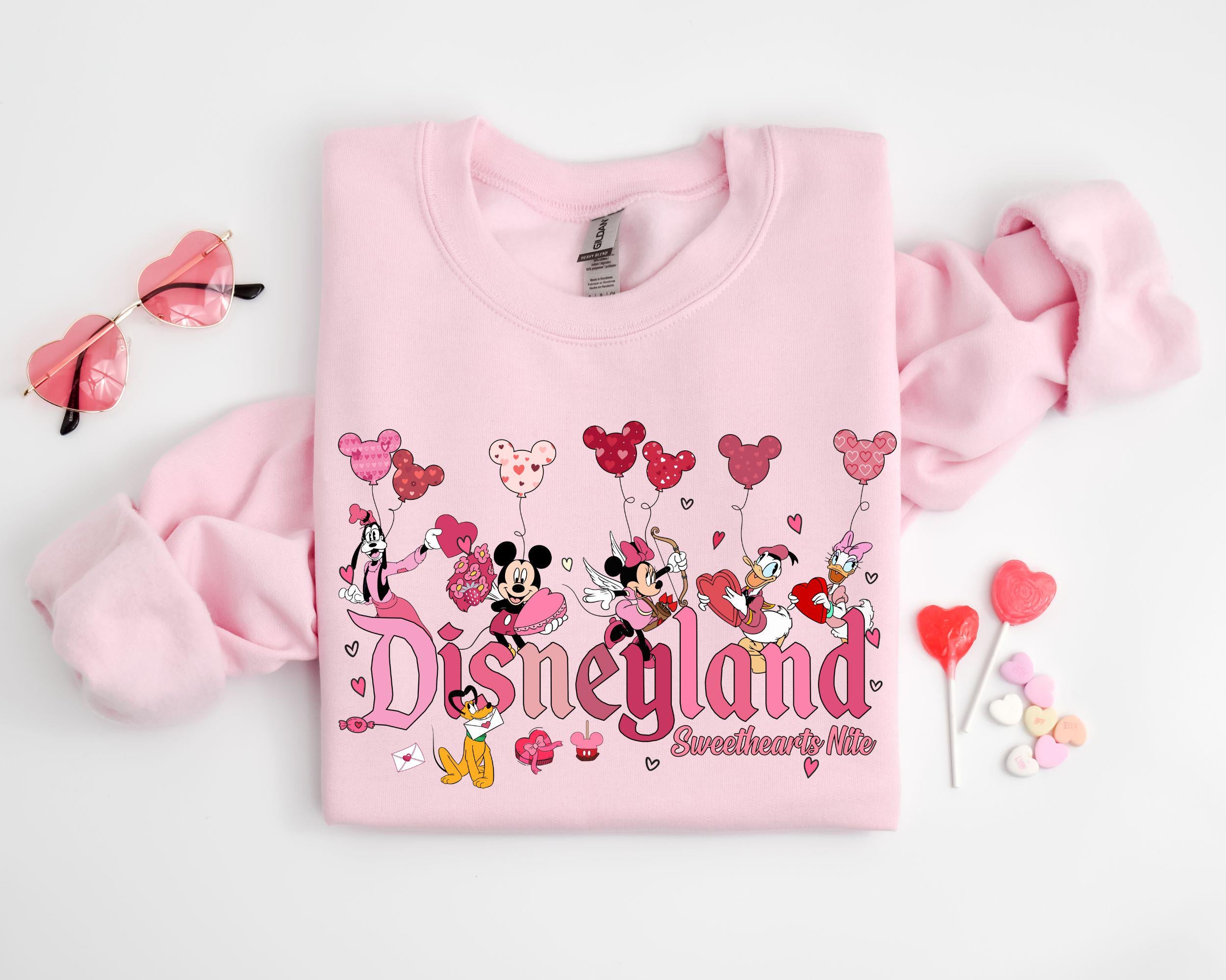 Disneyland Hearts Sweatshirt Disneyland Valentines Sweater Mickey And Friends Valentine Sweatshirt alentines Day SweatshirtGift for Wife Sweatshirt – Aesthetic Look · Top Pick For Any Outfit