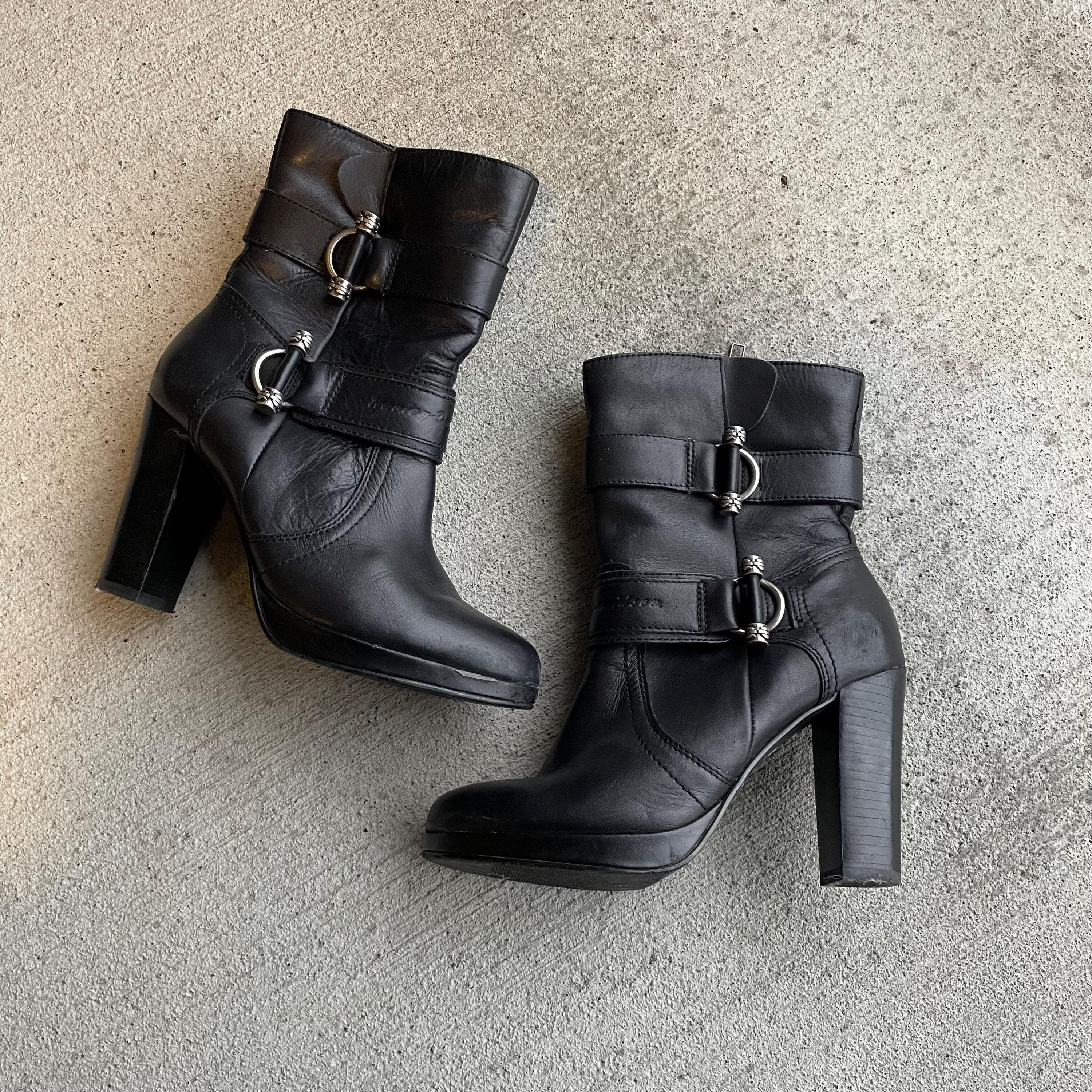 HARLEY DAVIDSON black leather high heel moto boots with silver hardware size US 7 Graphic Tee – Fan Favorite · Great Gift For Fans