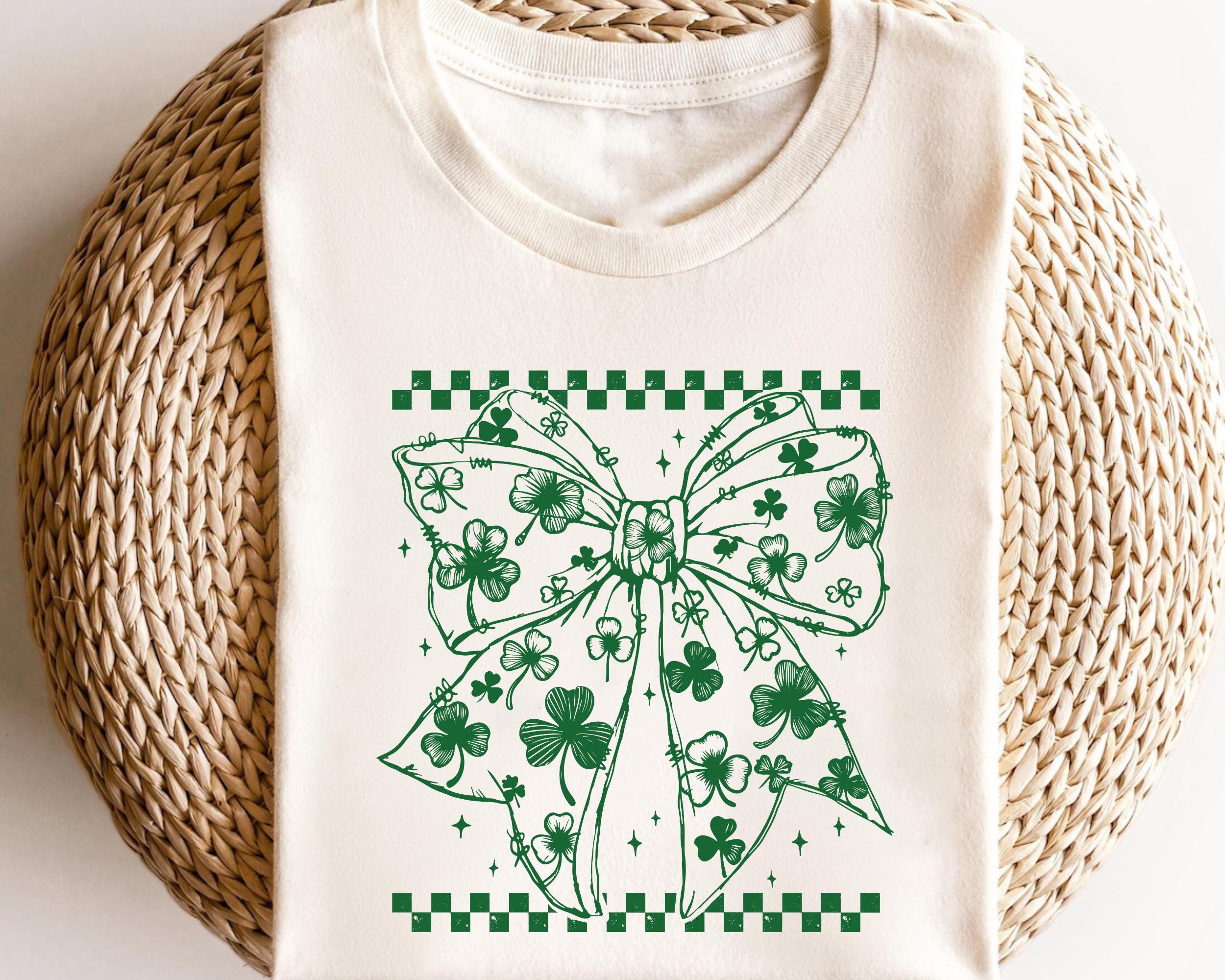 Retro Funny Coquette Patrick39s Day Bow Shamrock Lucky Bow Irish Patrick Day Graphic TShirt for Women Graphic Tee – Soft Feel · High-Quality Print