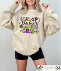 Bead Up Bitches It39s Mardi Gras Sweatshirt Mardi Gras T shirt Fleur De Lis Shirt Funny Mardi Gras Tee Retro Mardi Gras Beads Gift Sweatshirt – Premium Graphic · High-Quality Print