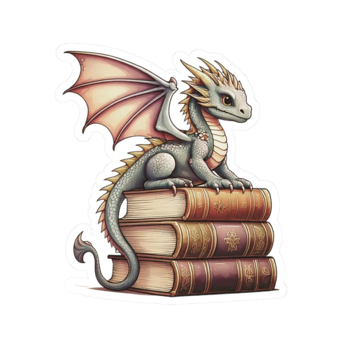 Baby Dragon Book Sticker Cute Vinyl Sticker Fantasy Bookish Merch Book Lover Gift e reader Kindle Stickers Reading Lover Booktok Decal Graphic Tee – Bold Style · Perfect For Daily Wear