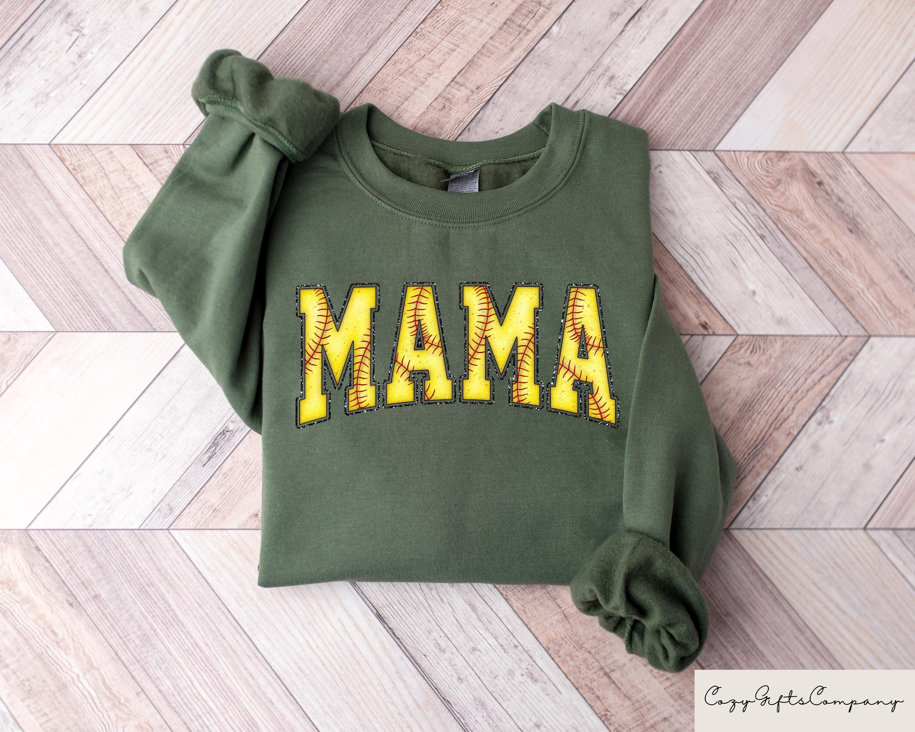Cute Softball Mama Sweatshirt Softball Mom T shirt Softball Lover Mom Shirt Softball Season Mom Gift Retro Athletic Mama Crewneck Sweatshirt – Aesthetic Look · Top Pick For Any Outfit