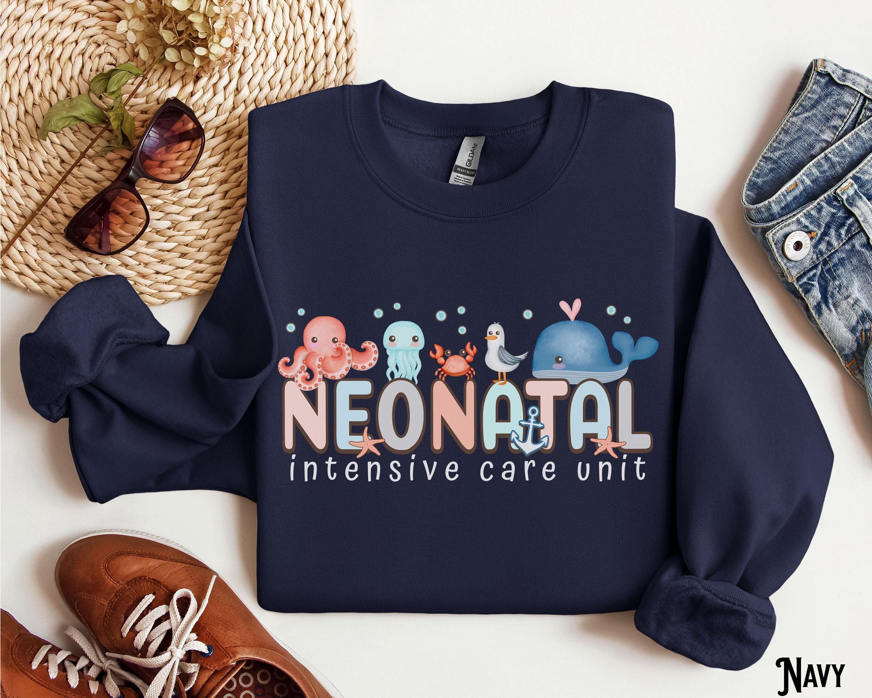 Neonatal Intensive Care Unit Sweatshirt NICU Nurse Sweater NICU RN Crewneck Neonatal Doctor Ocean Life Sea Animal Nautical Gift Sweatshirt – Bold Style · Top Pick For Any Outfit