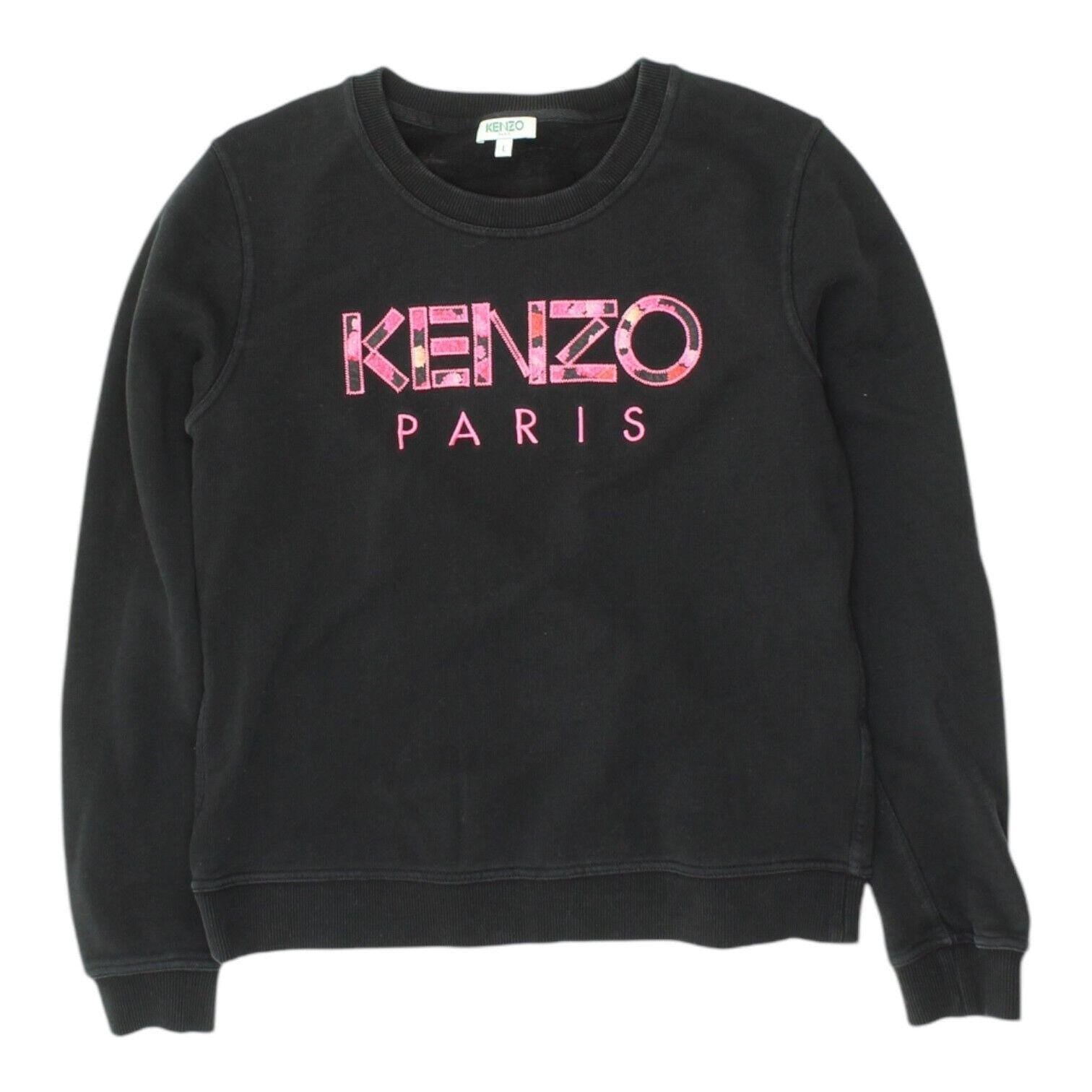 Kenzo Womens Black Sweatshirt Vintage Pink Spellout Logo Designer Jumper VTG Sweatshirt – Bold Style · High-Quality Print