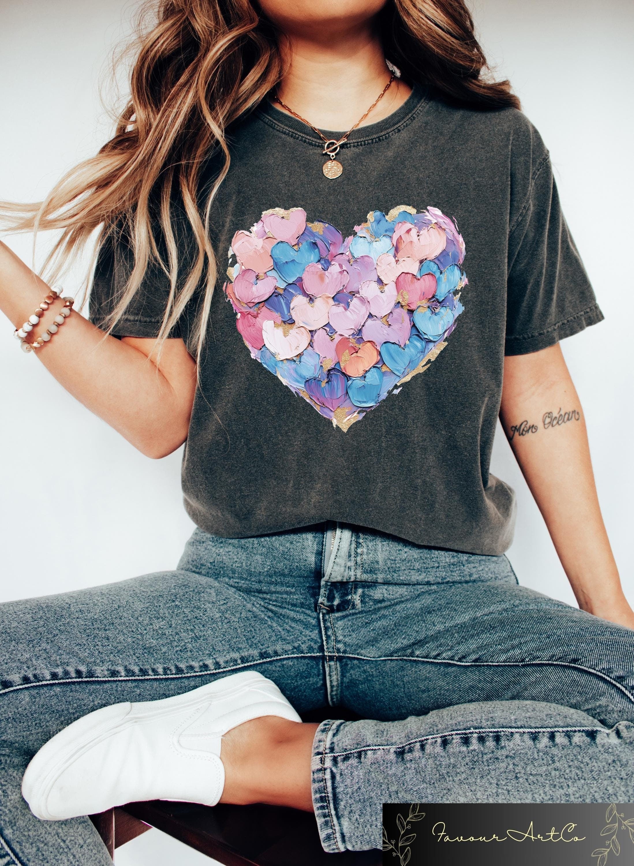 Retro Comfort Easter T shirt Easter Heart Sweatshirt Brushstroke Heart Easter Shirt Funny Easter Matching Gift Women39s Easter Tee Sweatshirt – Easygoing Wear · Great Gift For Fans