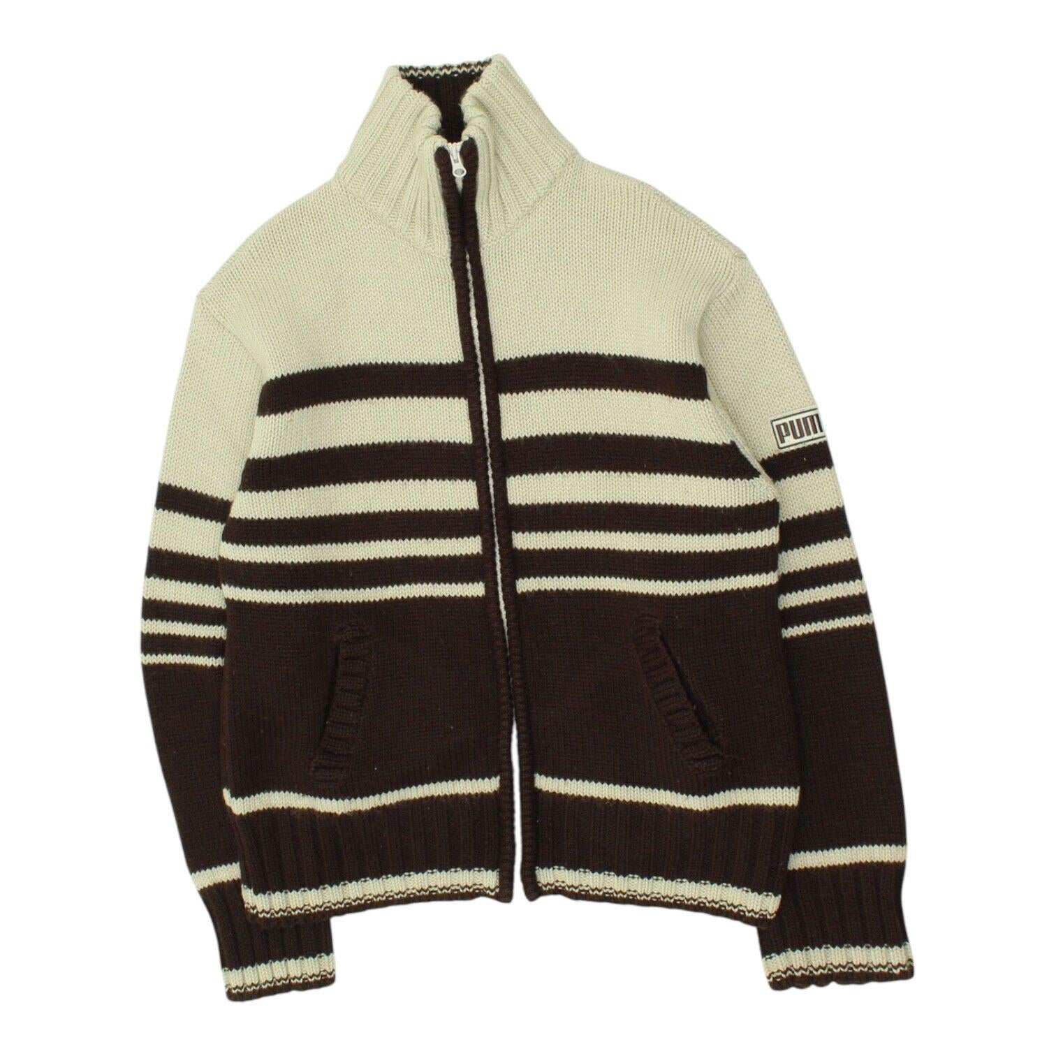 Puma Mens Knit Jacket Vintage Brown Beige Full Zip Designer Long Sleeve Stripe Graphic Tee – Cozy Vibes · Must-Have Style