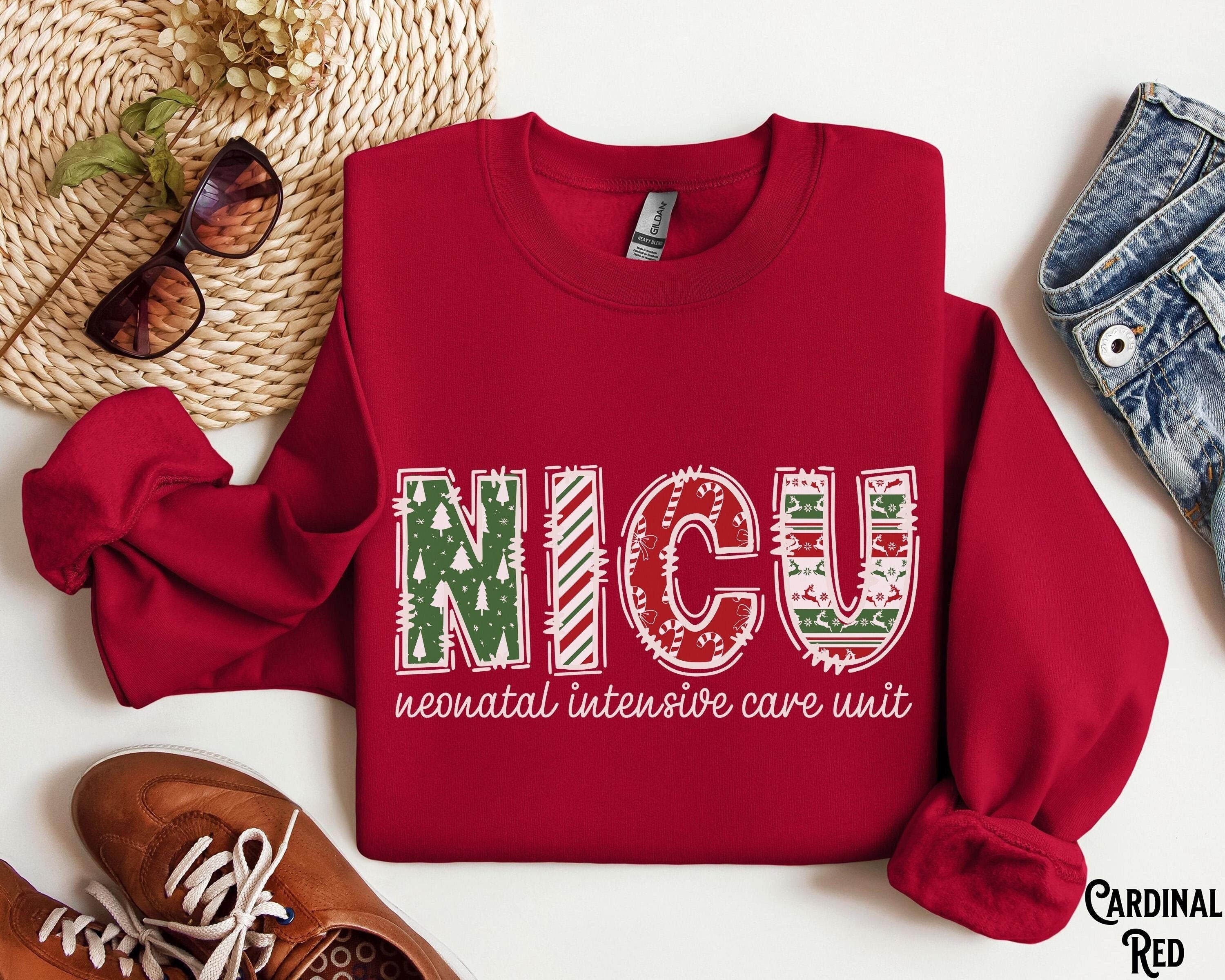 NICU Nurse Christmas Sweatshirt Neonatal Intensive Care Unit Sweater Fleece Doctor Crew Retro Vintage Holiday Gift for NICU Nurse Sweatshirt – Warm & Stylish · High-Quality Print
