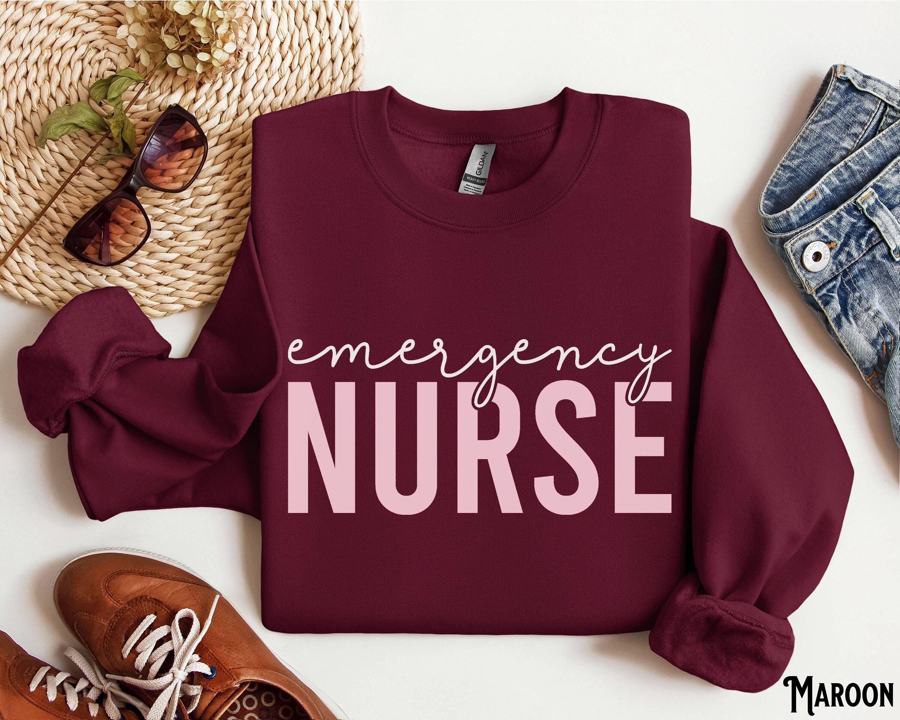 Emergency Nurse Sweatshirt Varsity ER Crewneck RN ED Sweater Nurse Emergency Department Crew Team Hospital Graduation Gift Sweatshirt – Feel-Good Design · Must-Have Style