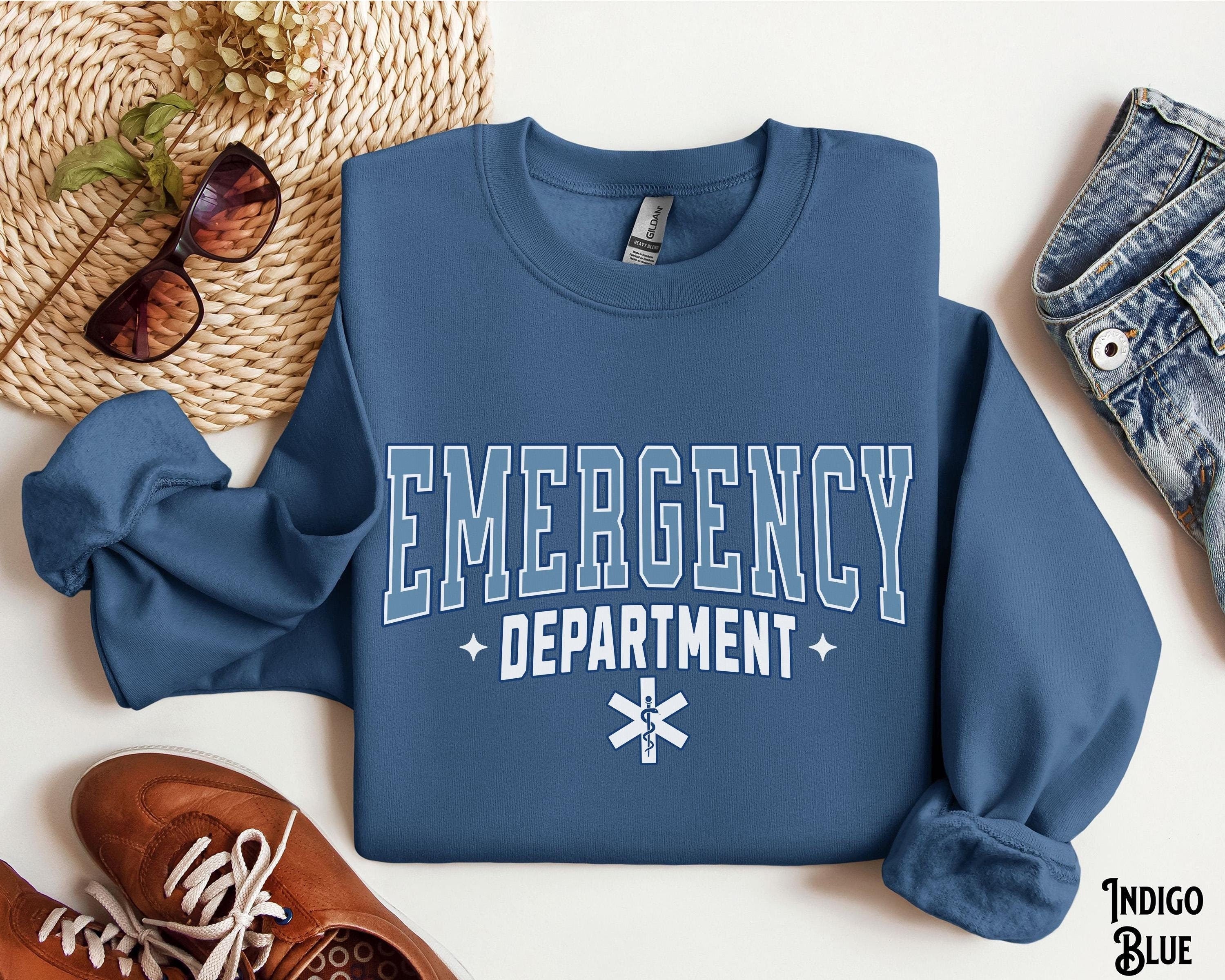 Emergency Department Sweatshirt Varsity ER Crewneck ER Department Sweater ED Nurse Doctor Crew Team Hospital Graduation Gift Sweatshirt – Soft Feel · Must-Have Style